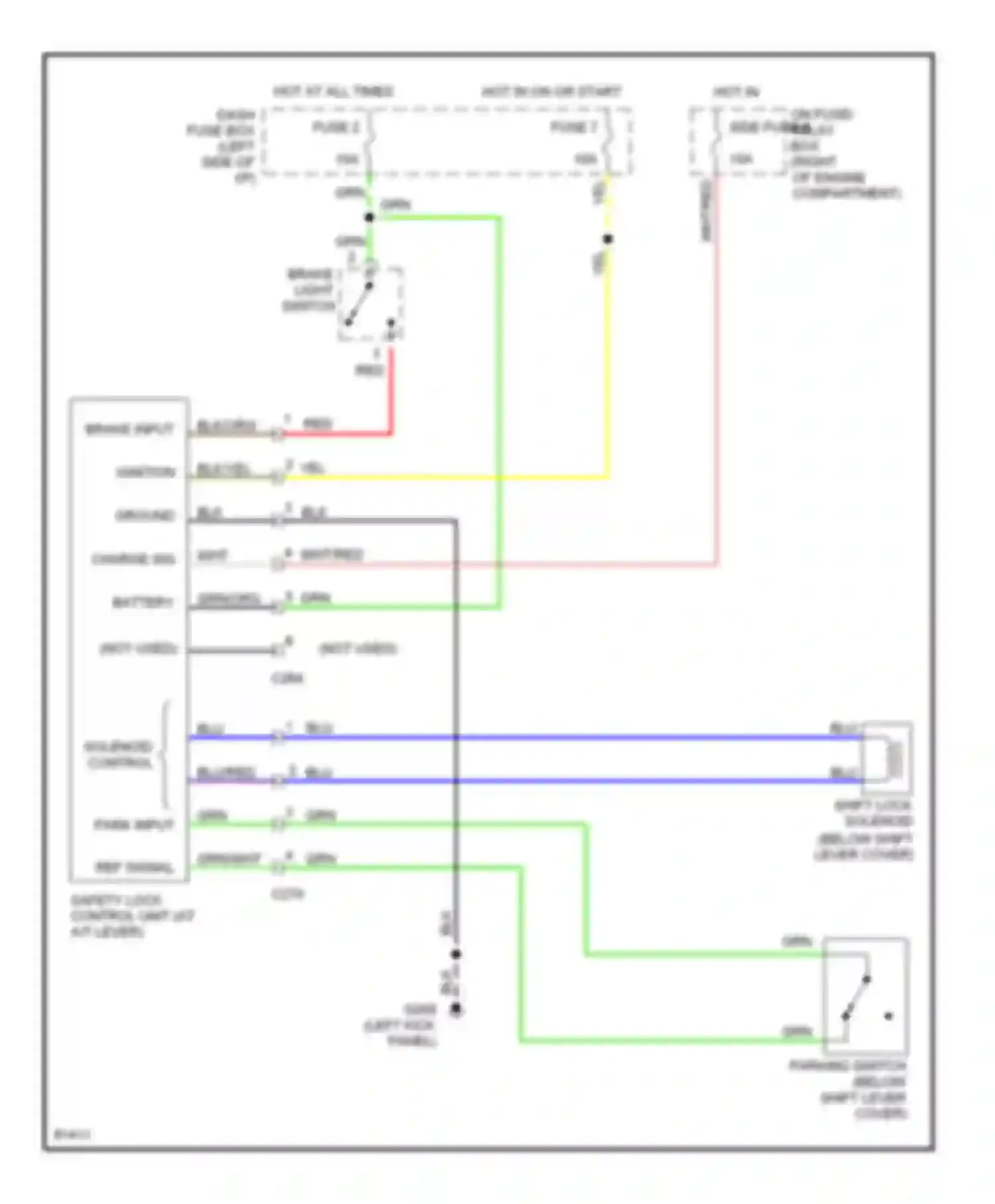 Passport Honda I (1993-1997): Shift interlock circuit, early production