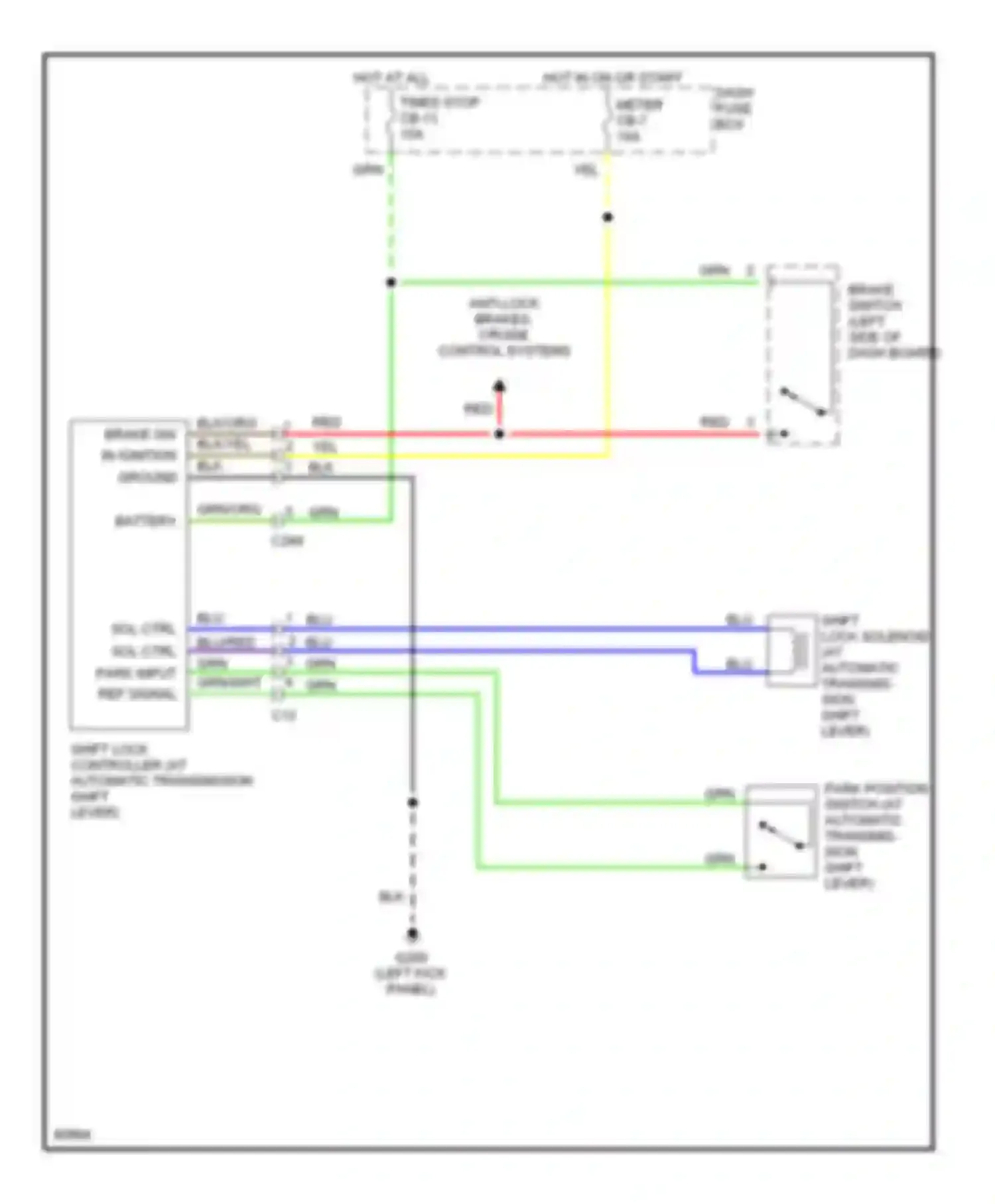 Passport Honda I (1993-1997): Shift interlock circuit, late production