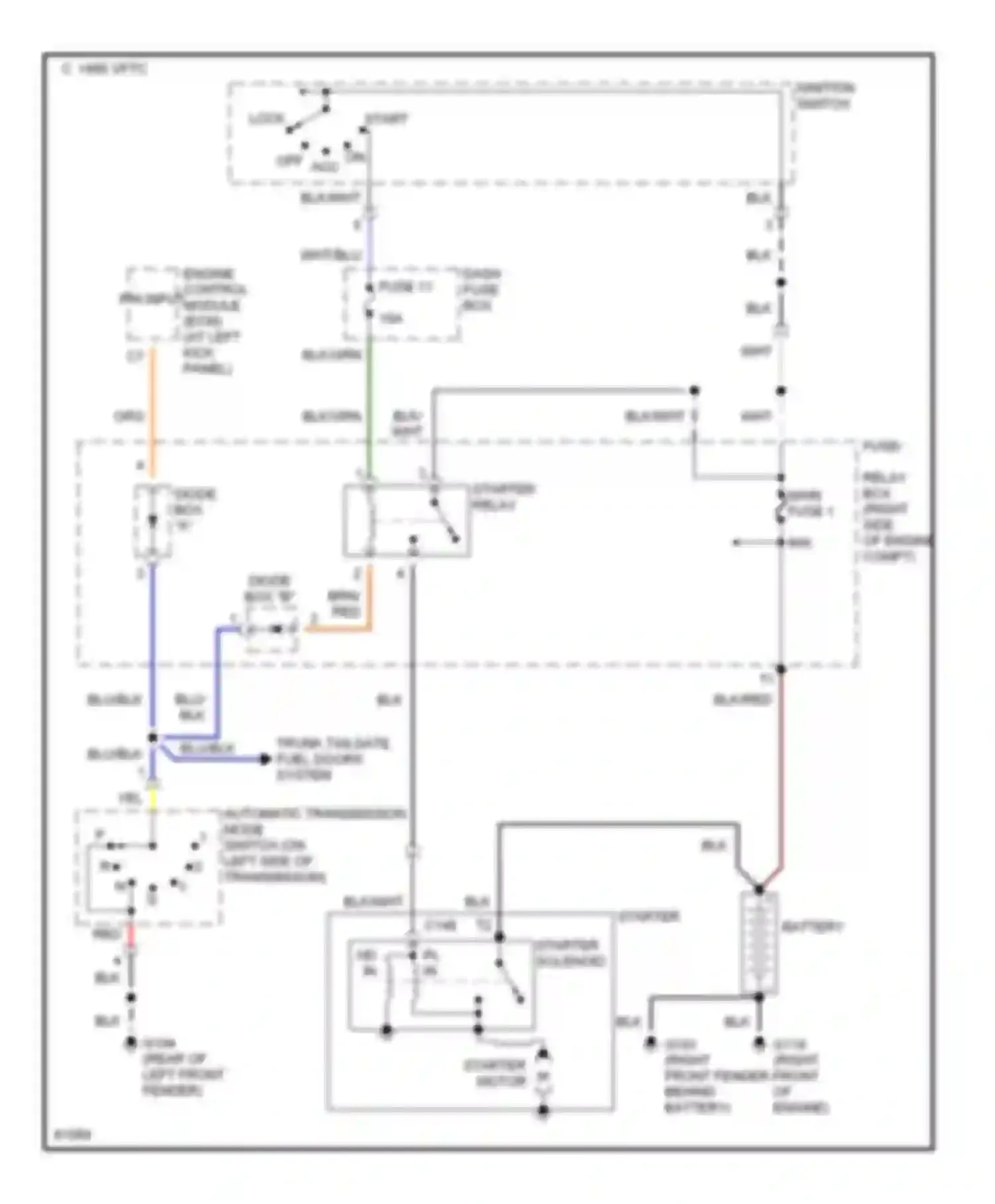 Passport Honda I (1993-1997): Starting circuit, a/t early production