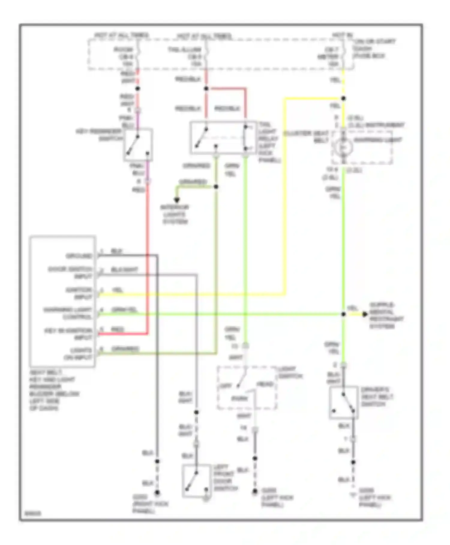 Passport Honda I (1993-1997): Warning system circuits, late production