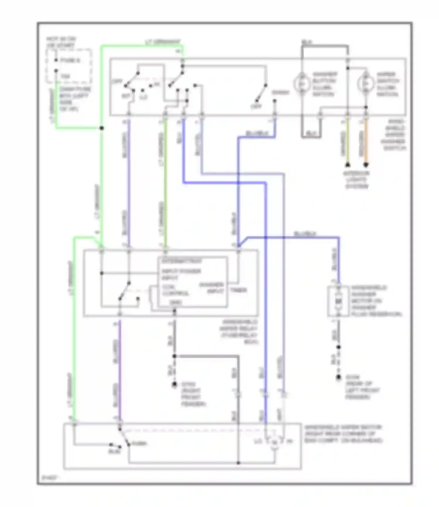 Passport Honda I (1993-1997): Front washer/wiper circuit, with intermittent (early
production)