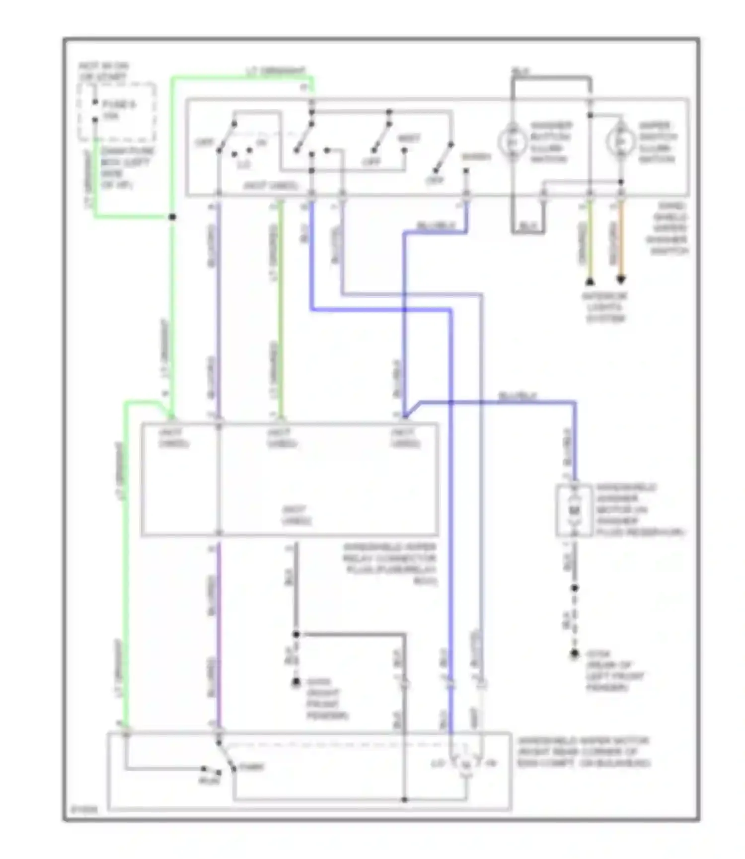 Passport Honda I (1993-1997): Front washer/wiper circuit, without intermittent (early
production)