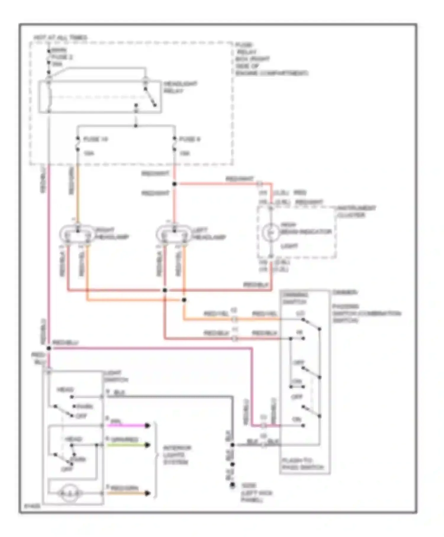 Wiring diagram left headlamp for Honda Passport I (1993-1997) (1 of 2)