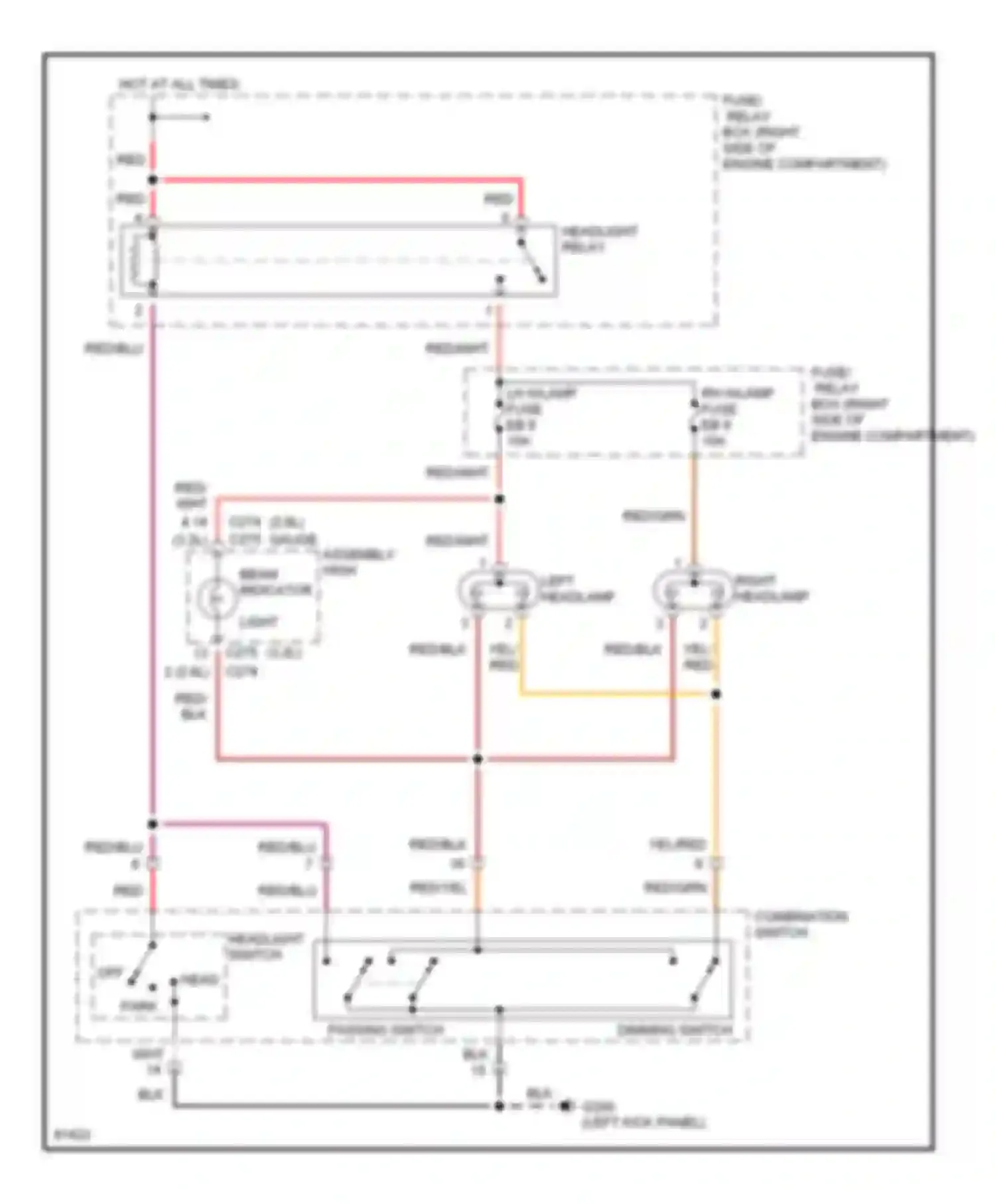 Wiring diagram right headlamp for Honda Passport I (1993-1997) (2 of 2)