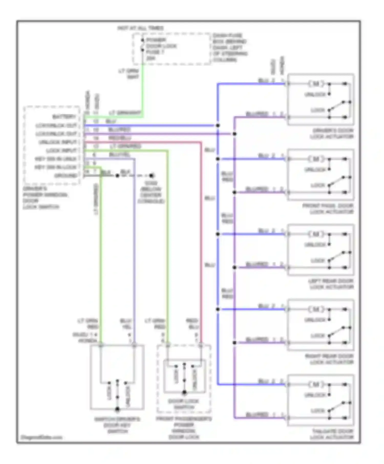 Passport Honda II (1997-2002): Power door lock circuit, without keyless entry