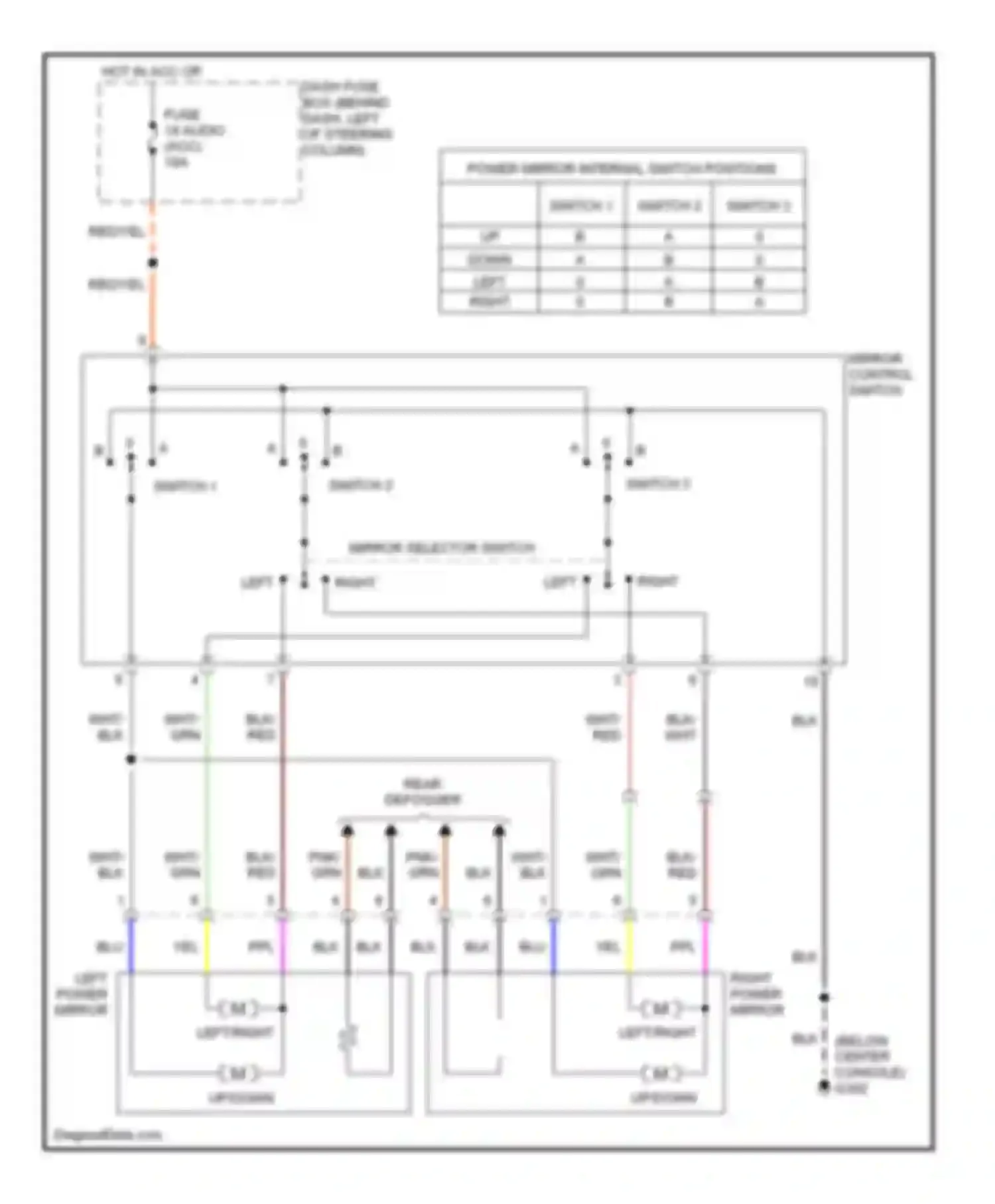 Passport Honda II (1997-2002): Power mirror circuit
