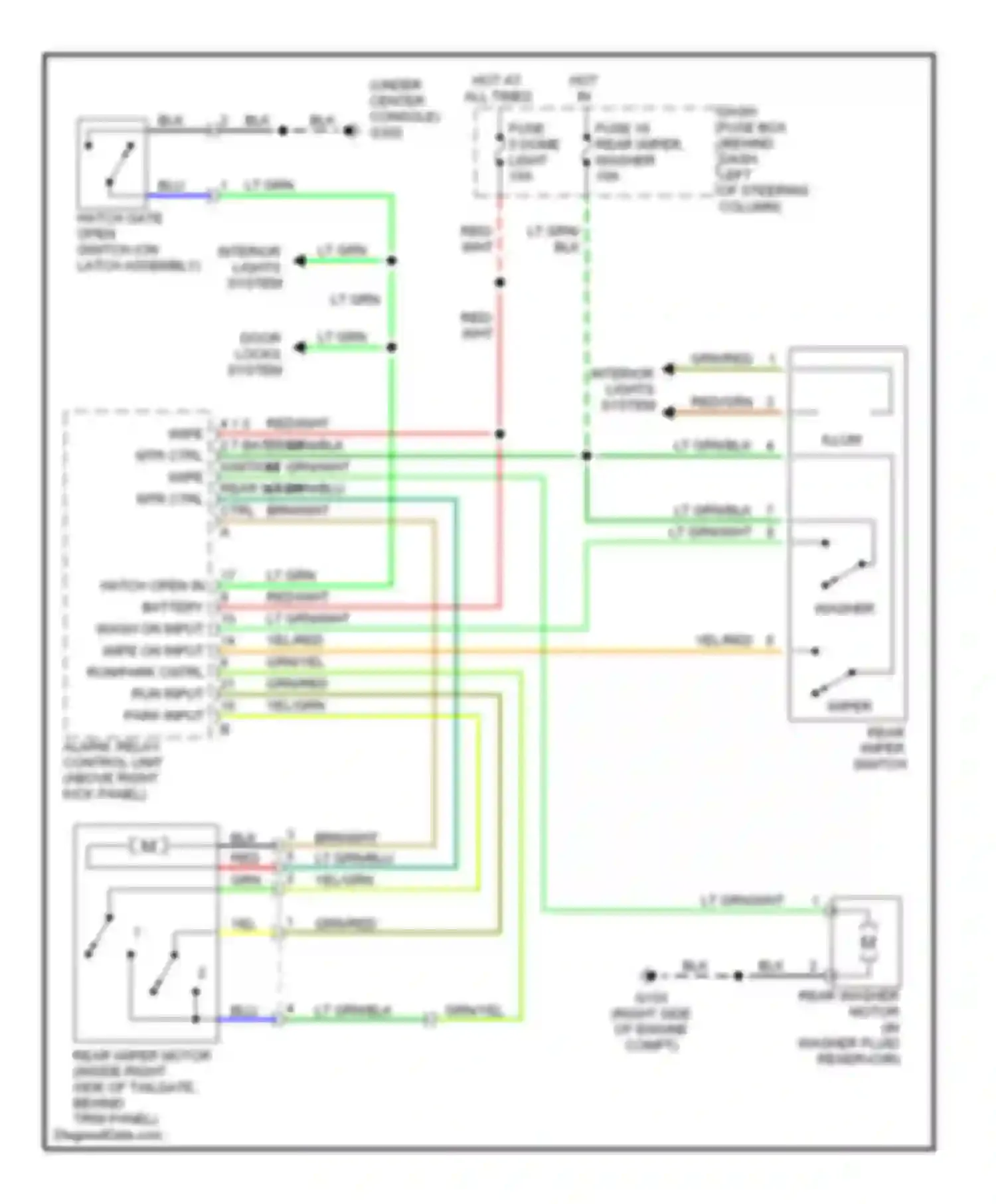 Passport Honda II (1997-2002): Rear washer/wiper circuit