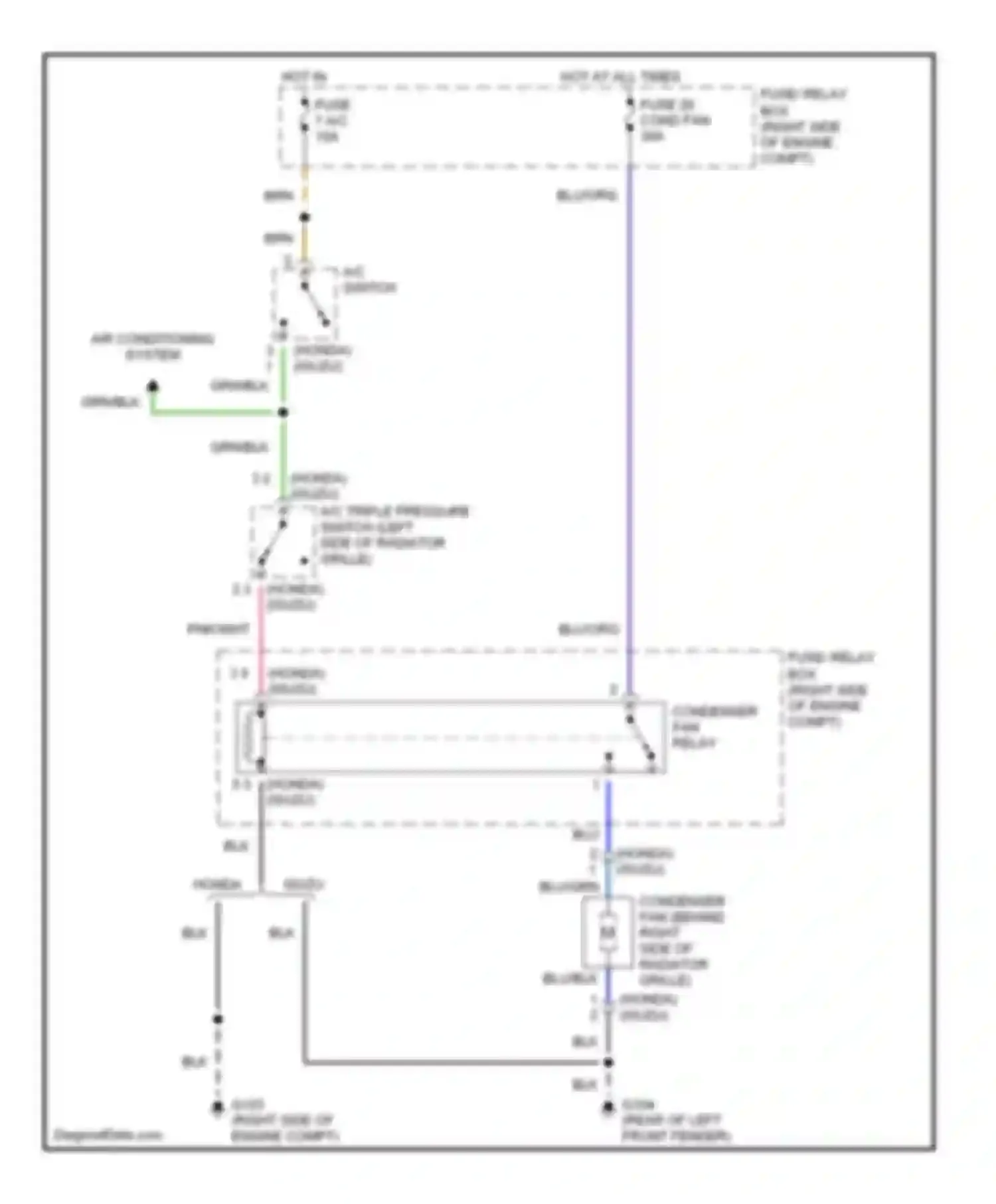 Wiring diagram condenser fan relay for Honda Passport II (1997-2002) (1 of 4)