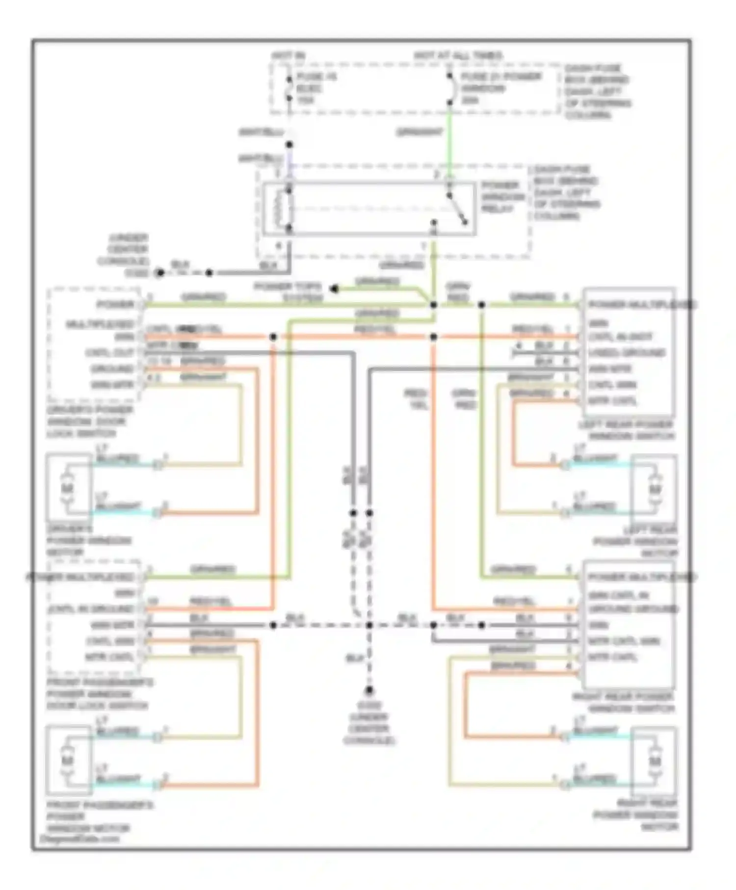 Wiring diagram driver's power window motor for Honda Passport II (1997-2002) (1 of 1)