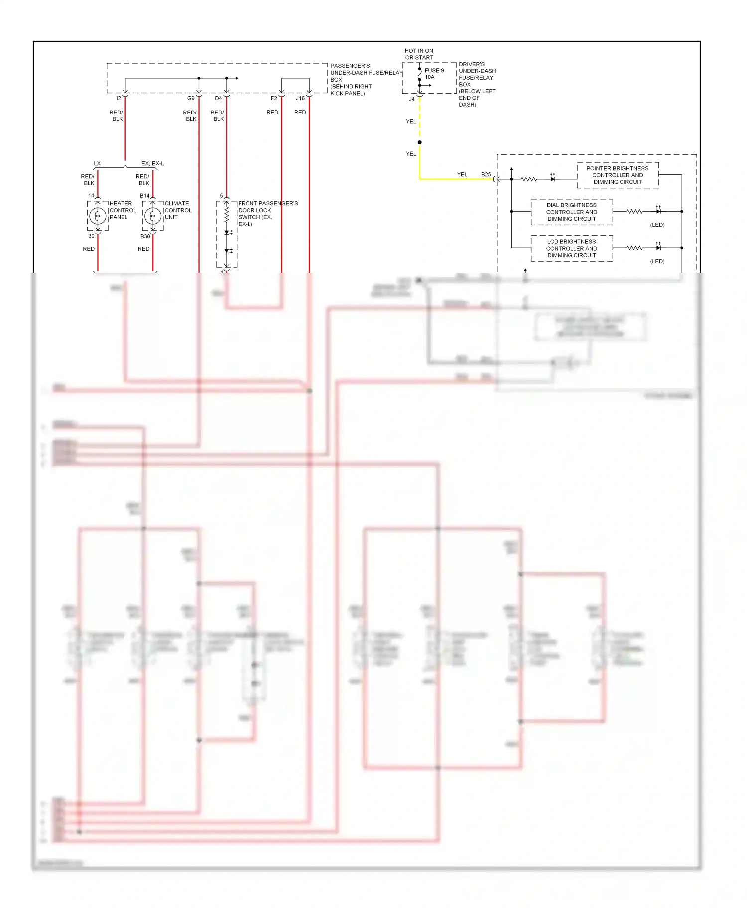 Wiring diagram climate control unit for Honda Pilot I facelift (2005-2008) (3 of 4)