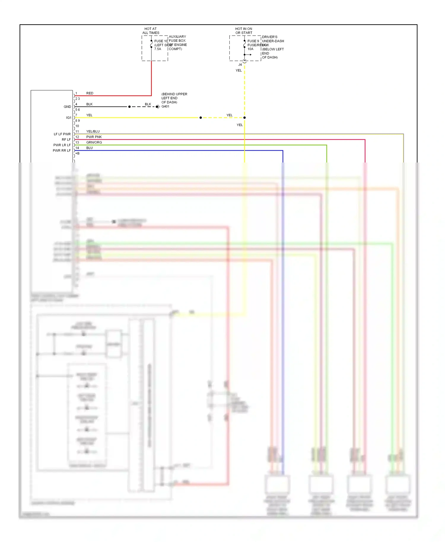 Wiring diagram driver's under-dash for Honda Pilot I facelift (2005-2008) (1 of 1)