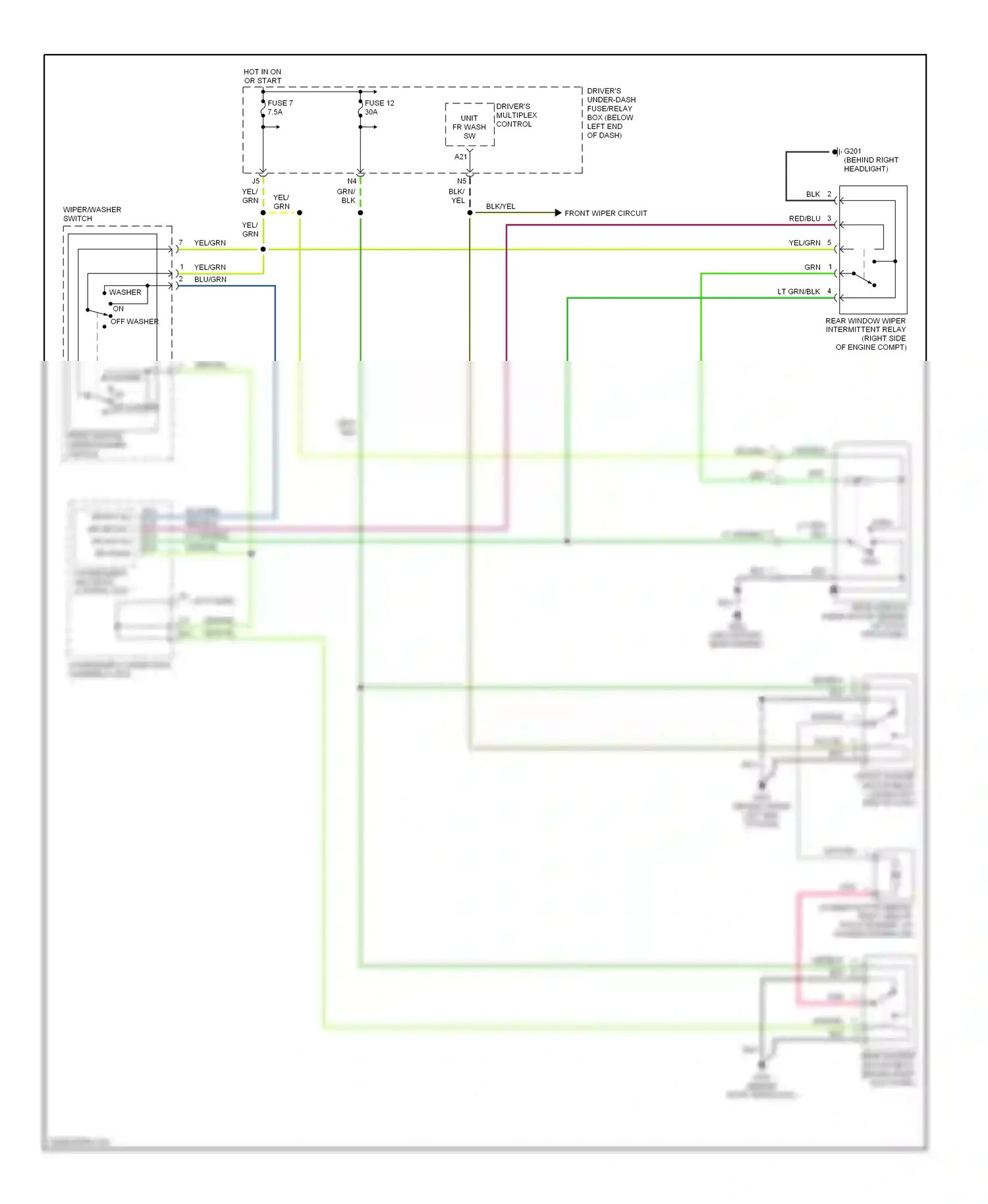 Wiring diagram front wiper circuit for Honda Pilot I facelift (2005-2008) (1 of 1)
