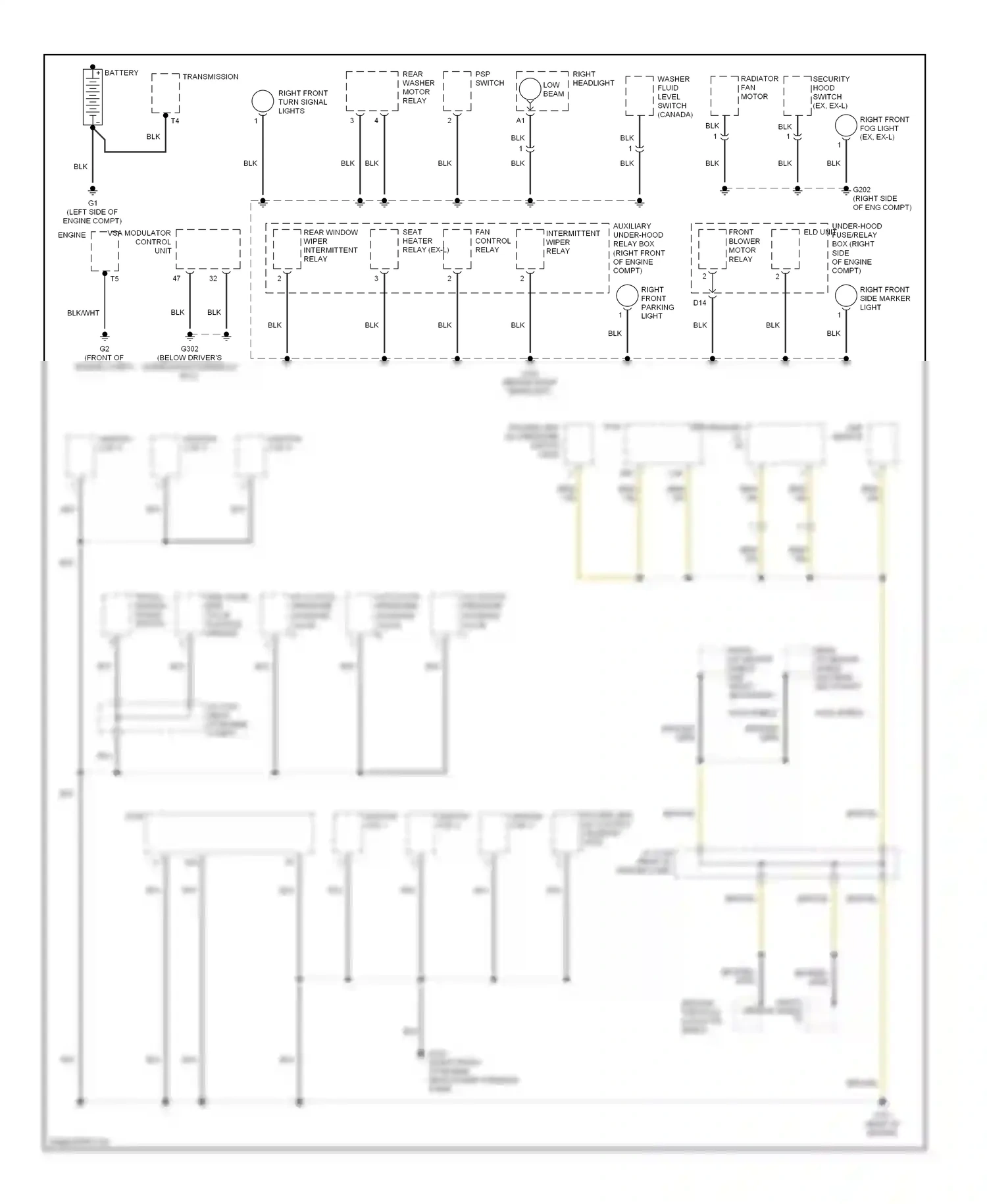 Wiring diagram rear a/f sensor shield and rear secondary for Honda Pilot I facelift (2005-2008) (1 of 1)