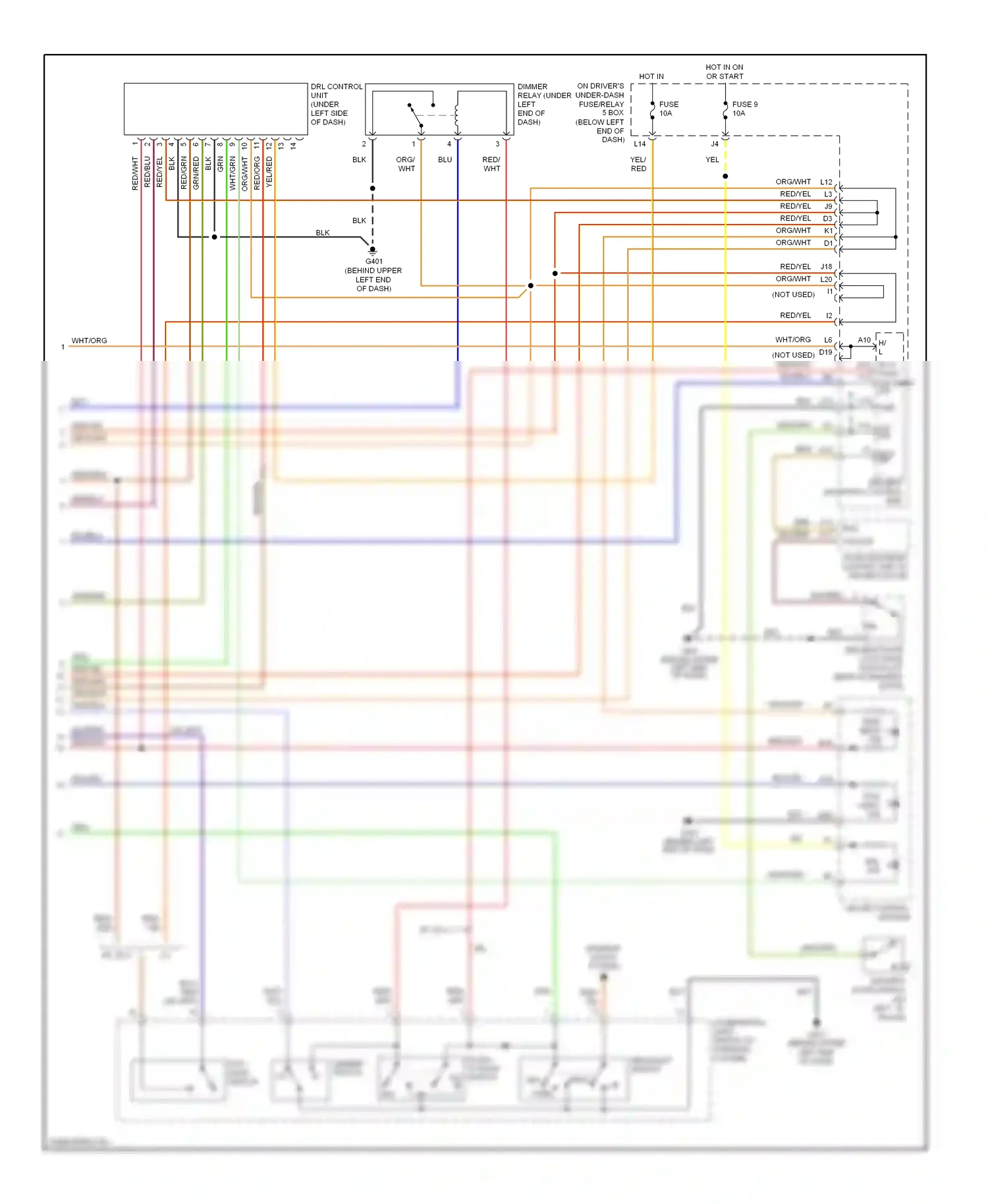 Wiring diagram red/org for Honda Pilot I facelift (2005-2008) (5 of 11)