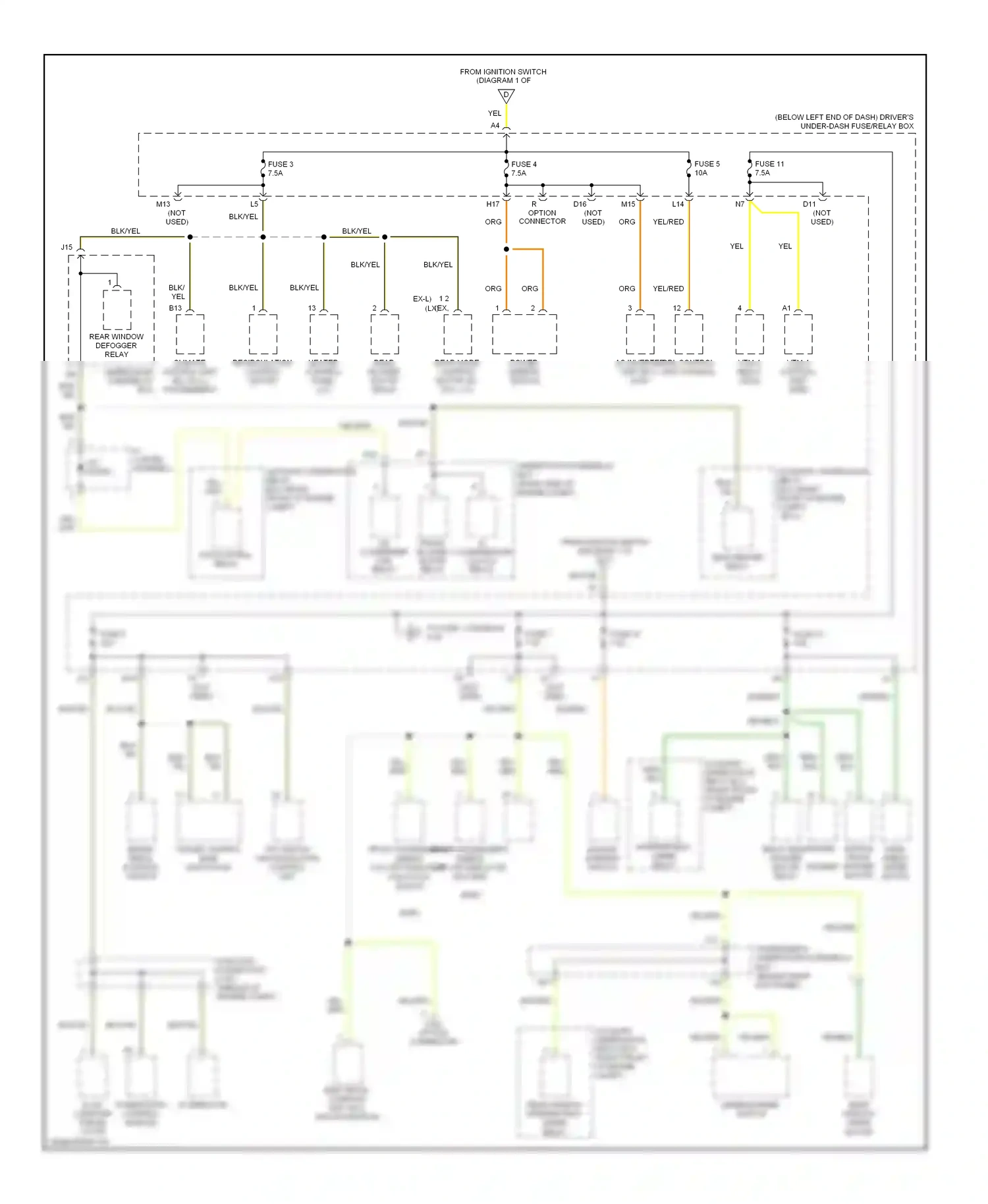 Wiring diagram yel/red for Honda Pilot I facelift (2005-2008) (23 of 25)