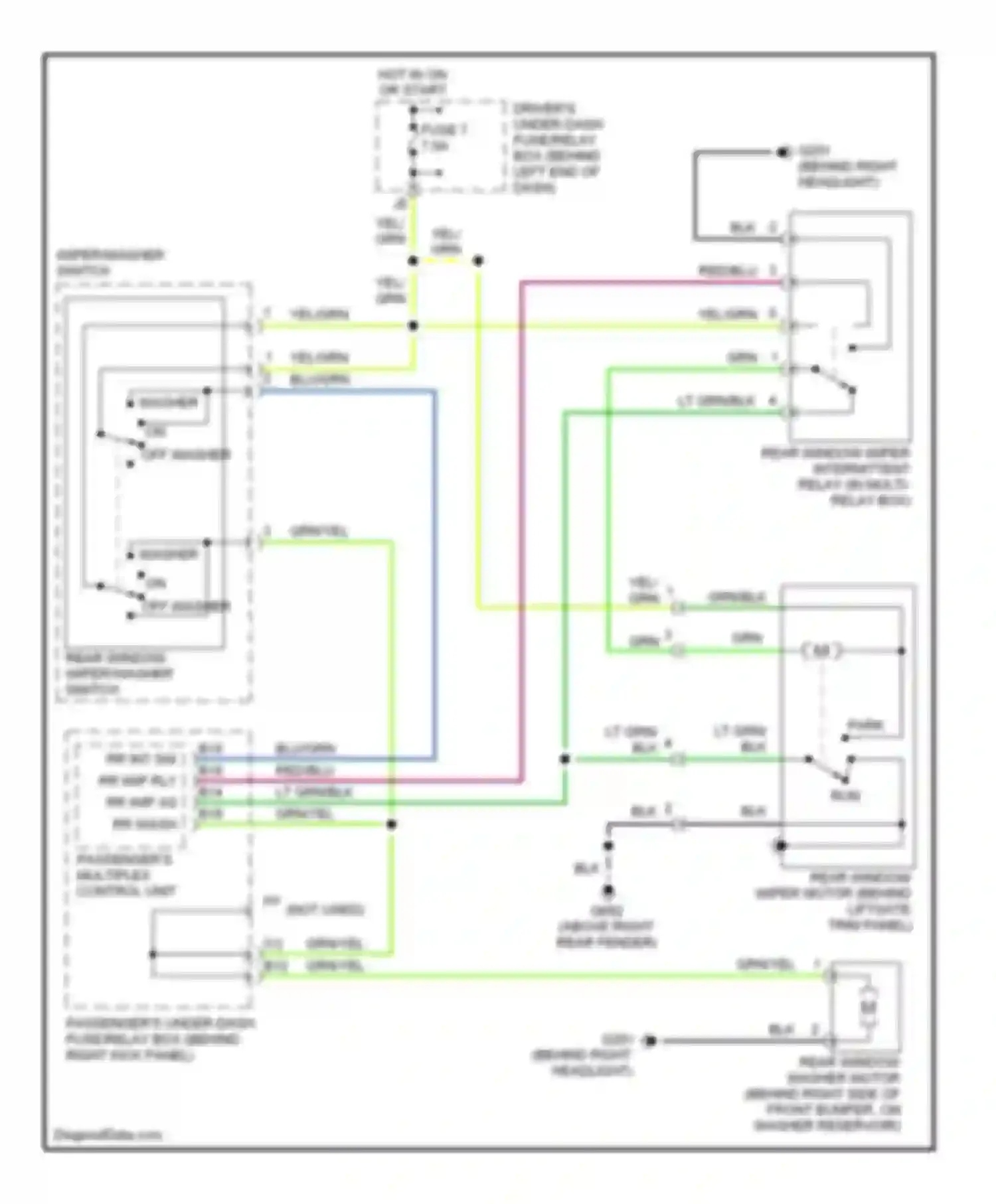Pilot Honda I (2002-2005): Rear wiper/washer circuit