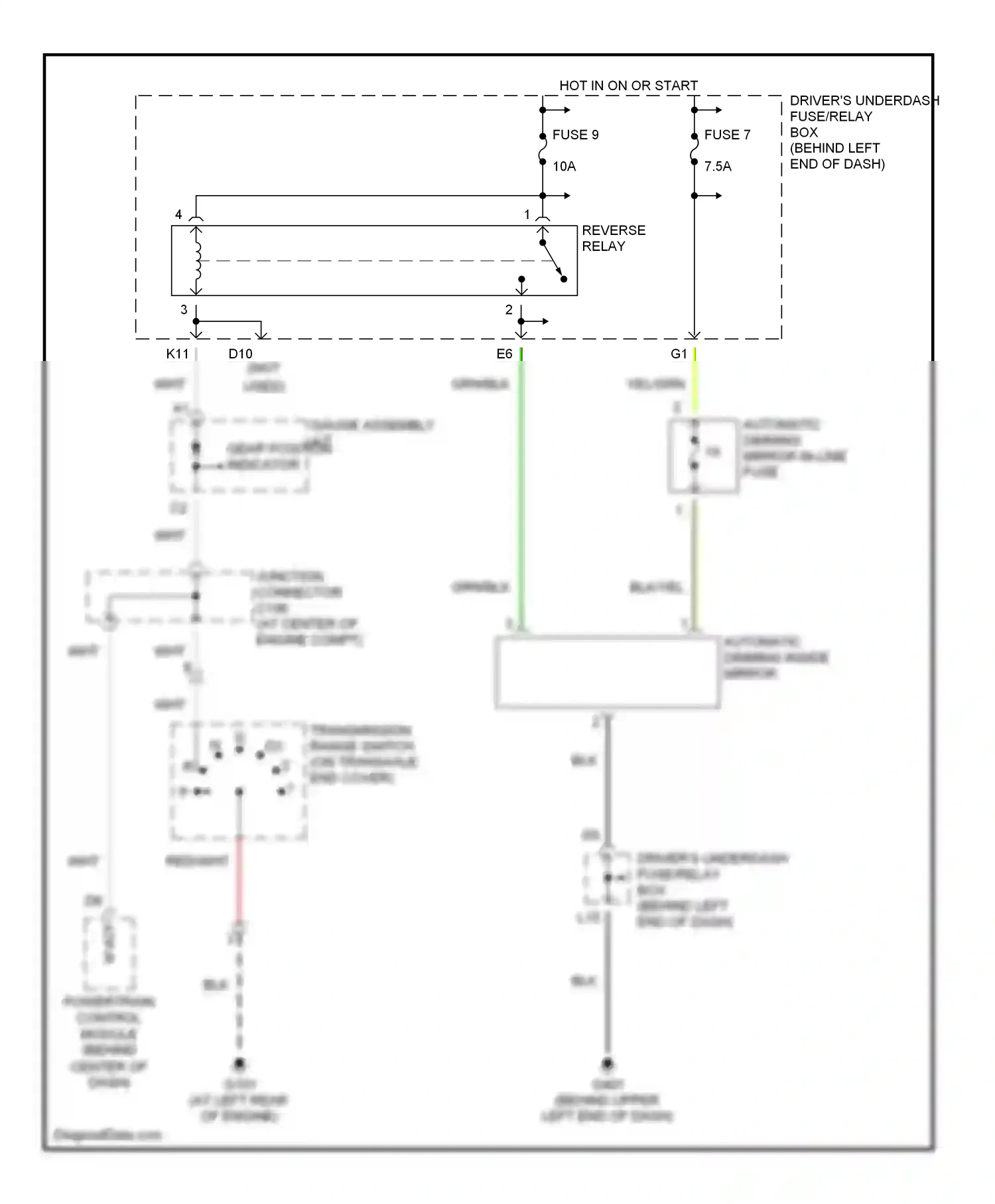 Wiring diagram automatic dimming inside mirror for Honda Pilot I (2002-2005) (1 of 1)