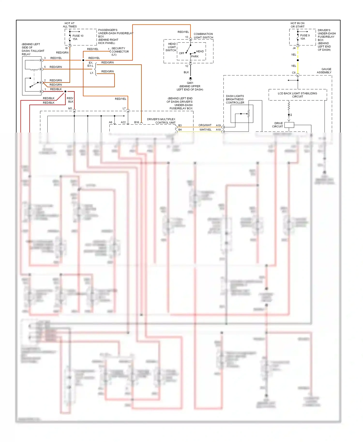 Wiring diagram cruise control main switch for Honda Pilot I (2002-2005) (3 of 3)