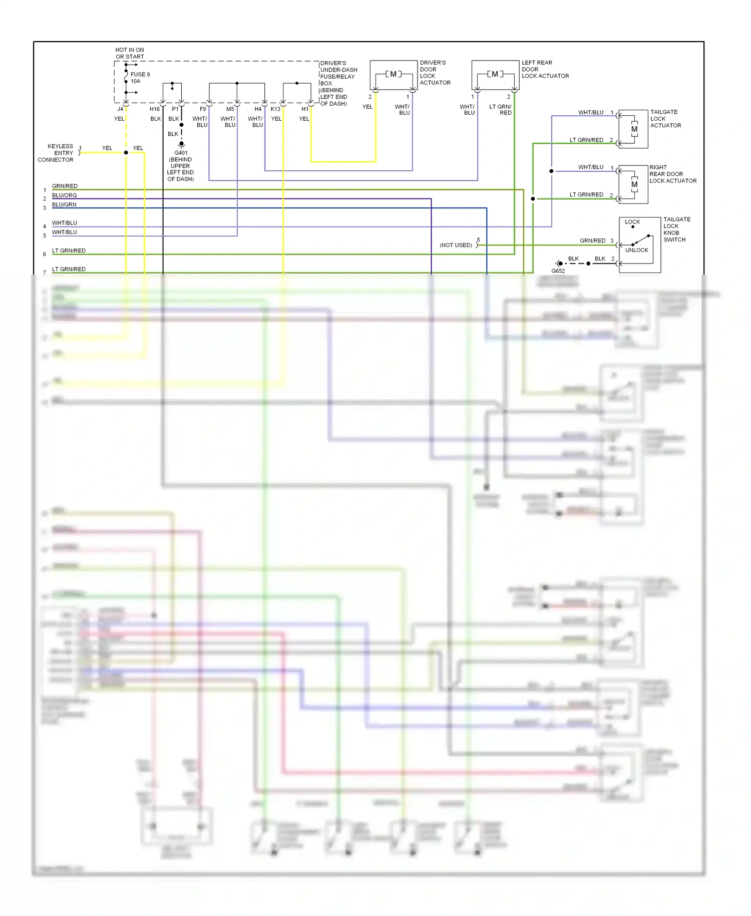 Wiring diagram driver's door switch for Honda Pilot I (2002-2005) (5 of 8)