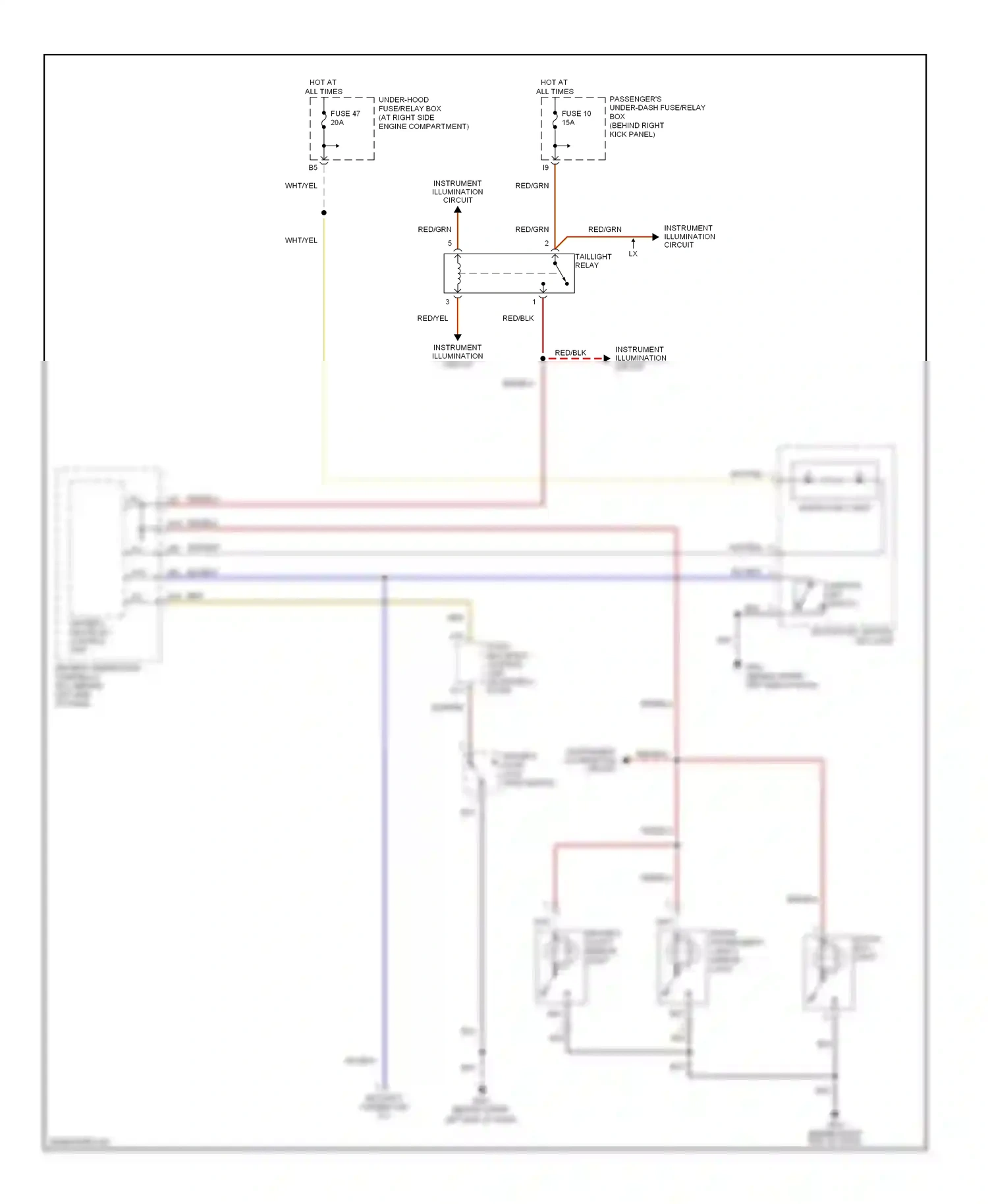 Wiring diagram front passenger's vanity mirror light for Honda Pilot I (2002-2005) (1 of 2)