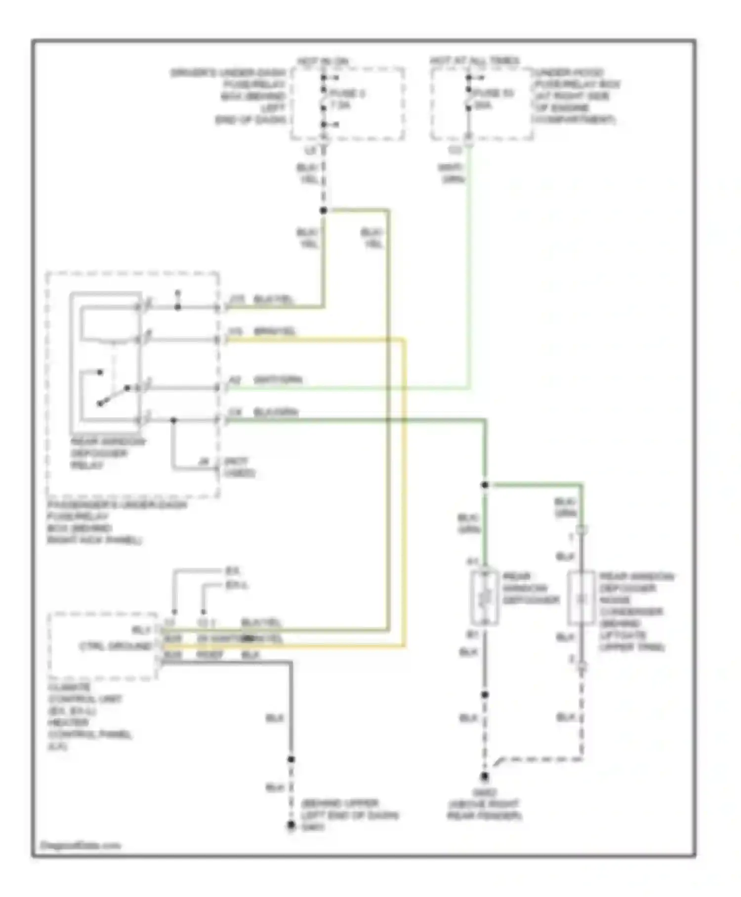 Wiring diagram rear window defogger relay for Honda Pilot I (2002-2005)