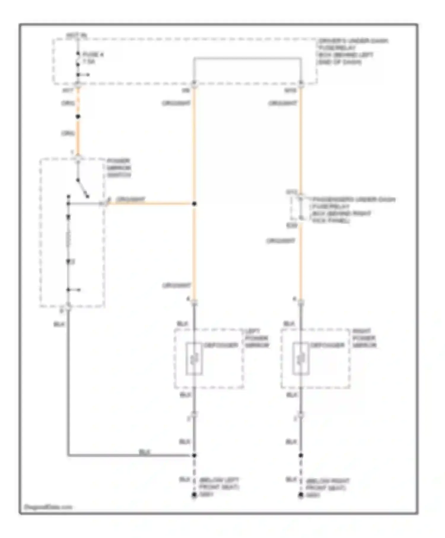 Wiring diagram right power mirror for Honda Pilot I (2002-2005)