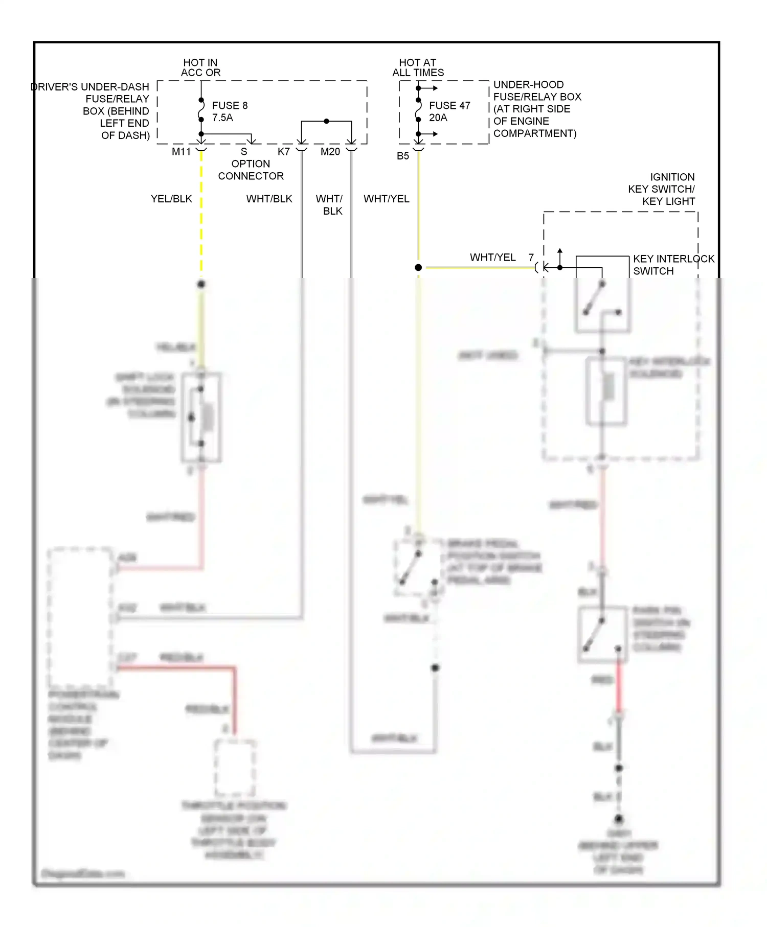 Wiring diagram key interlock switch for Honda Pilot I (2002-2005) (2 of 2)