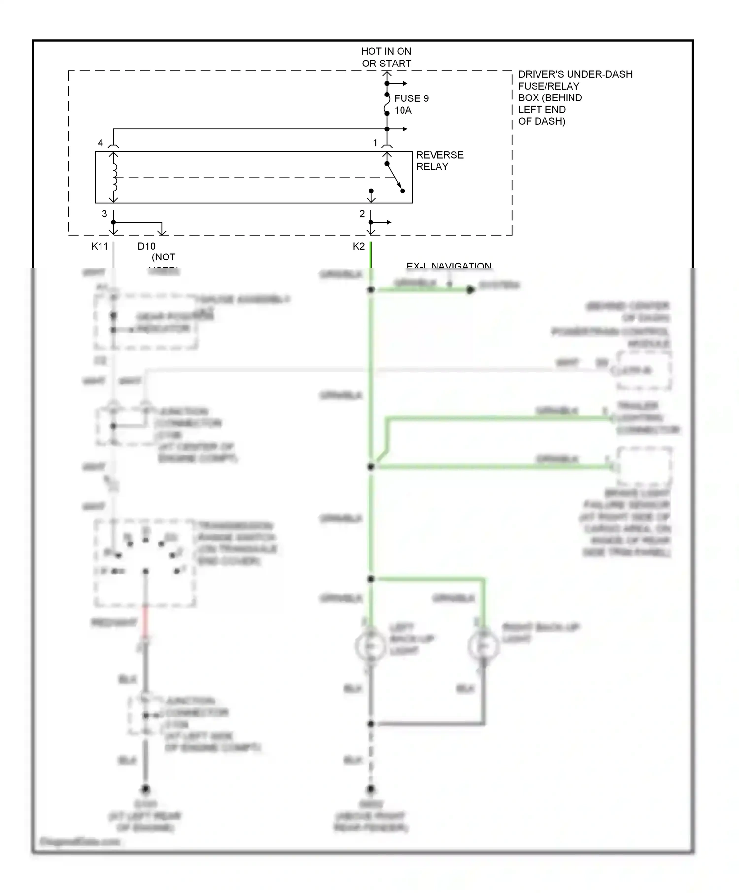 Wiring diagram left back-up light right back-up light for Honda Pilot I (2002-2005) (1 of 1)