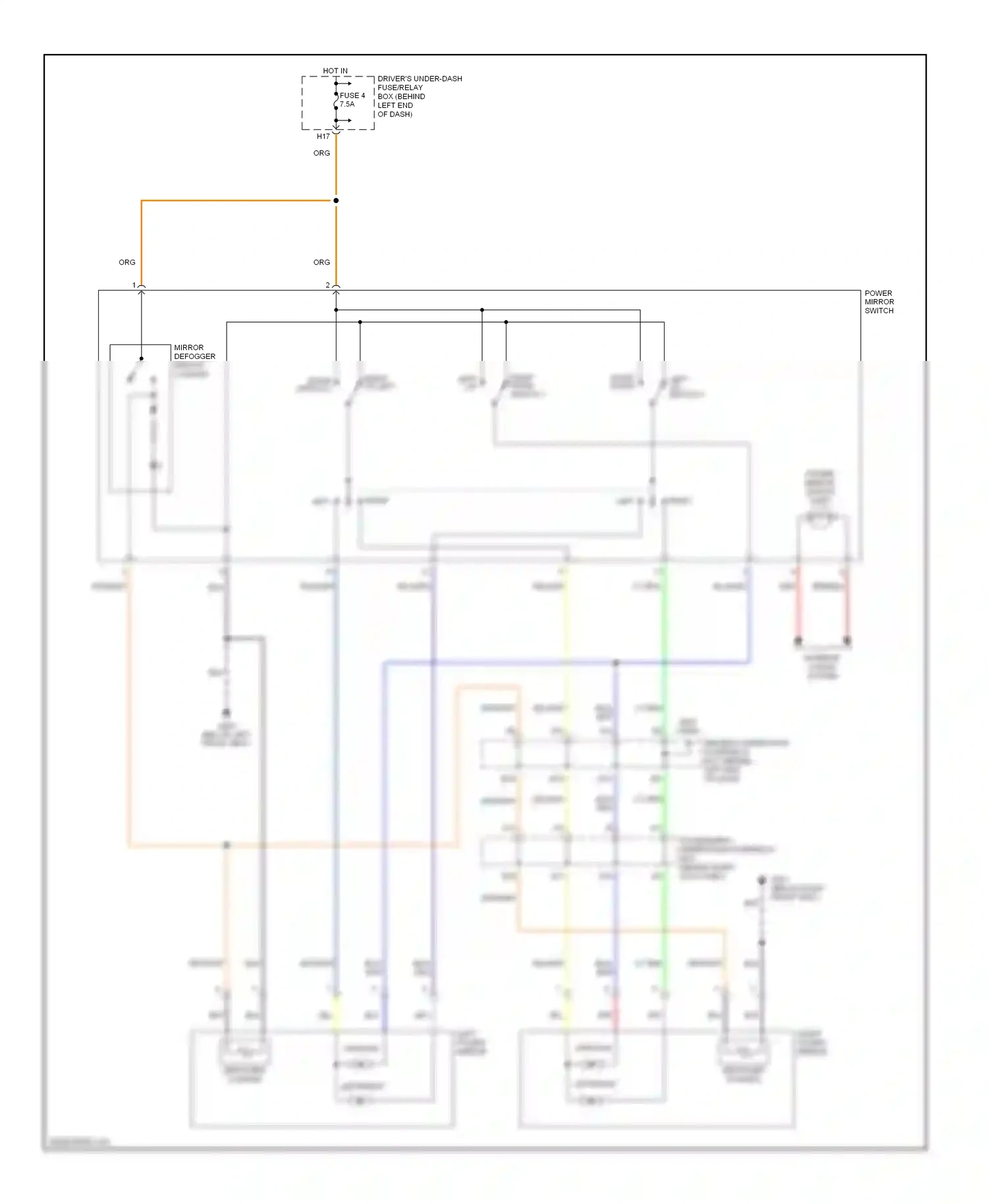 Wiring diagram power mirror switch for Honda Pilot I (2002-2005) (4 of 4)