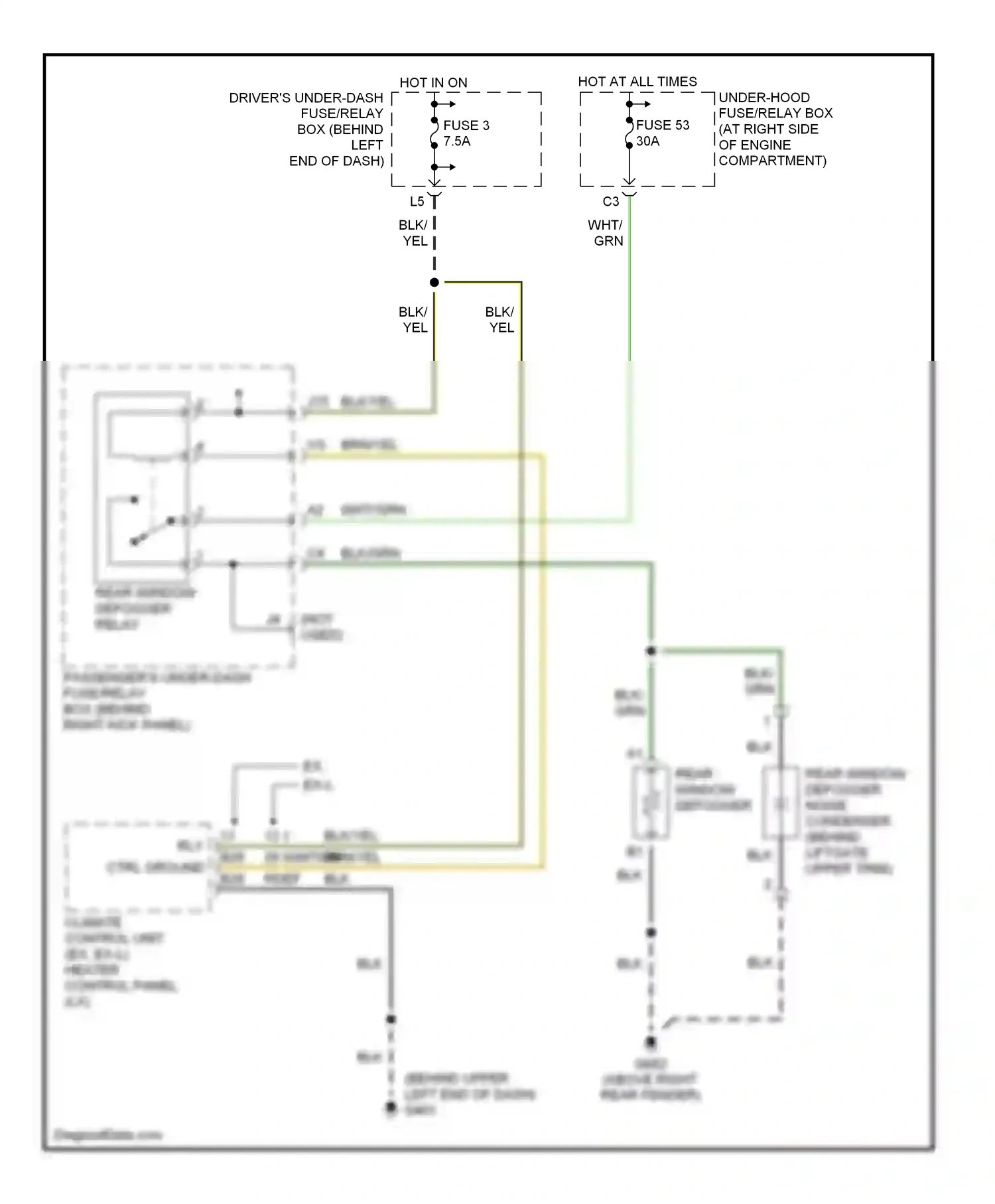 Wiring diagram rear window defogger for Honda Pilot I (2002-2005) (1 of 1)