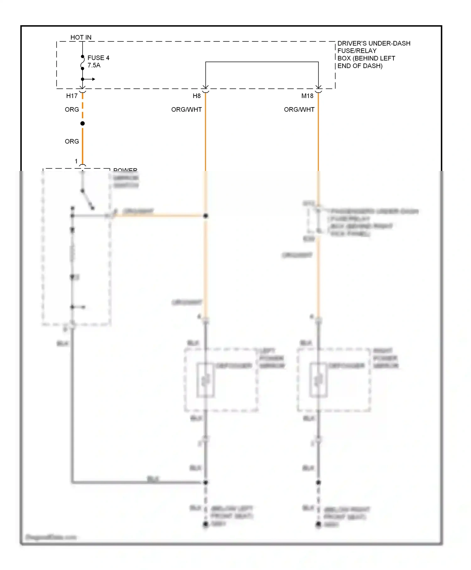 Wiring diagram right power mirror for Honda Pilot I (2002-2005) (1 of 2)