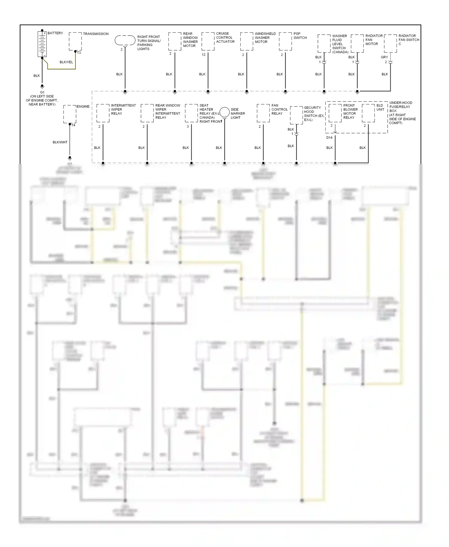Honda Pilot I (2002-2005) shield wiring diagram  (1 of 2)