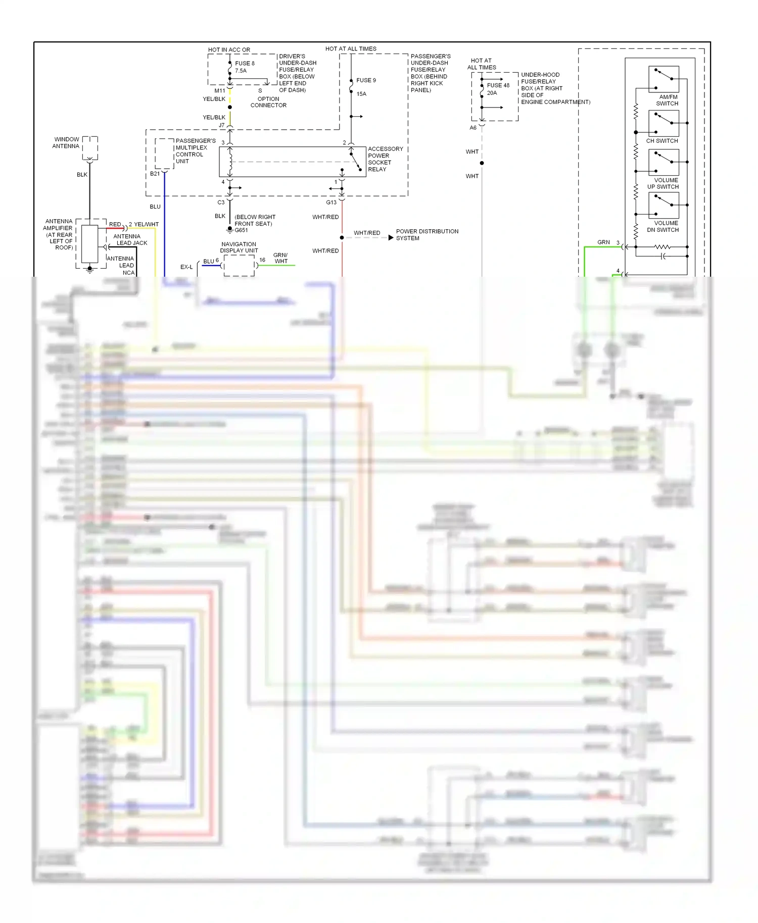 Wiring diagram volume up switch for Honda Pilot I (2002-2005) (1 of 2)