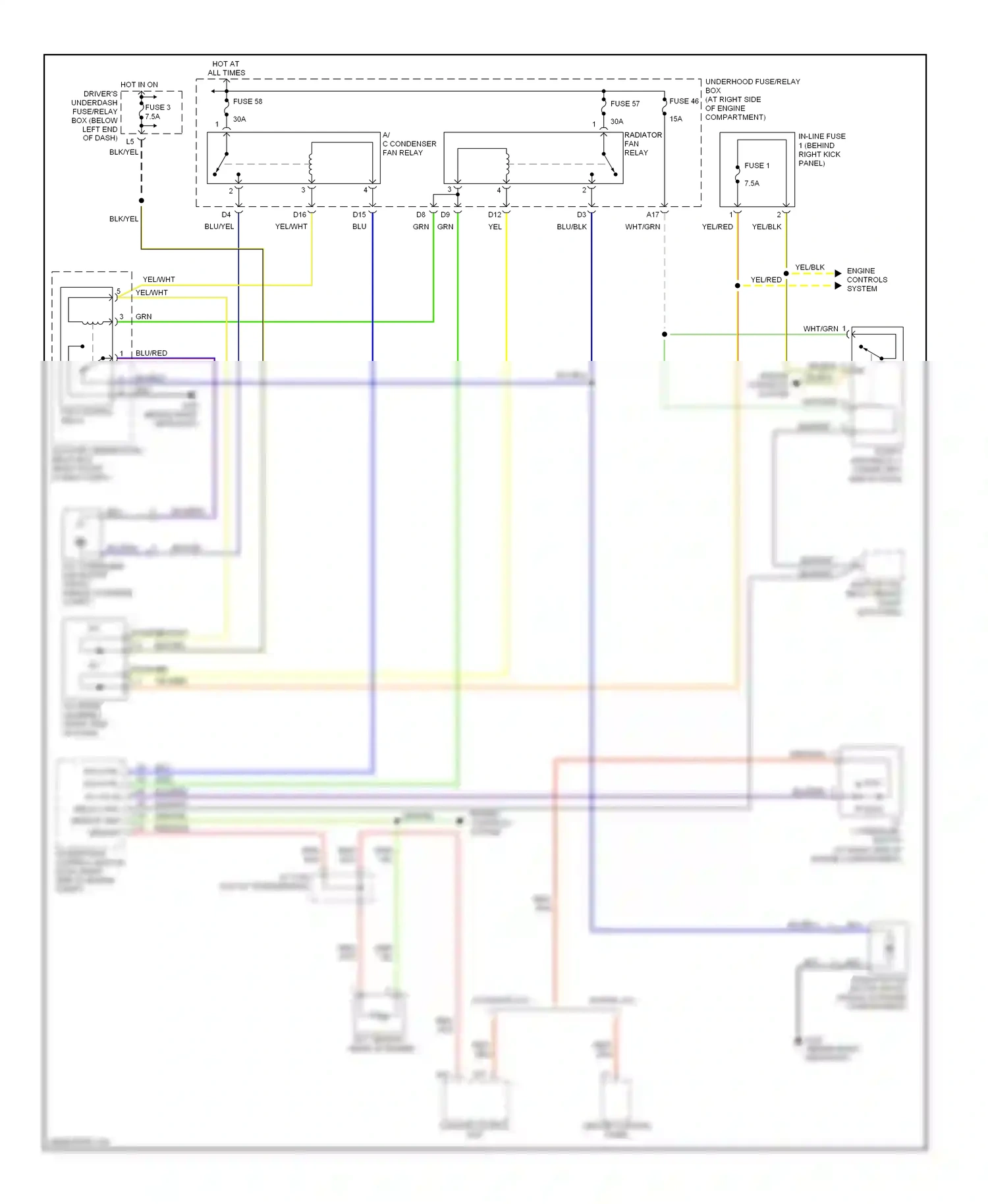 Wiring diagram fan control relay for Honda Pilot I (2004-2009) (1 of 3)
