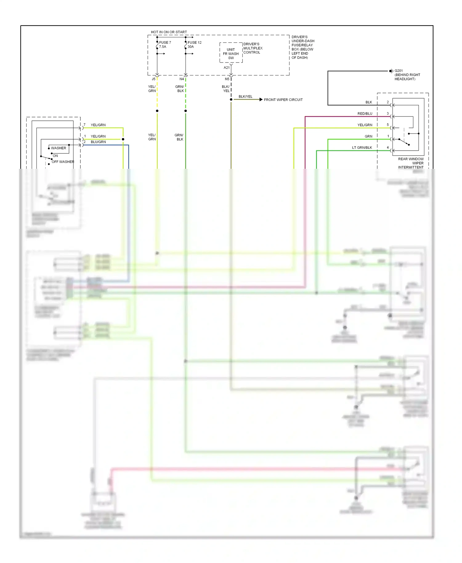 Wiring diagram front wiper circuit for Honda Pilot I (2004-2009) (1 of 1)