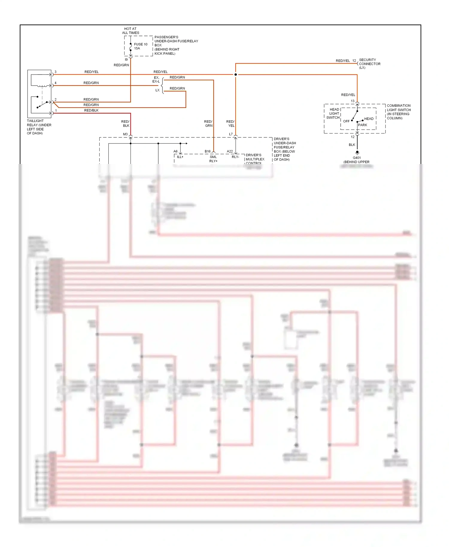 Wiring diagram head light switch for Honda Pilot I (2004-2009) (1 of 1)