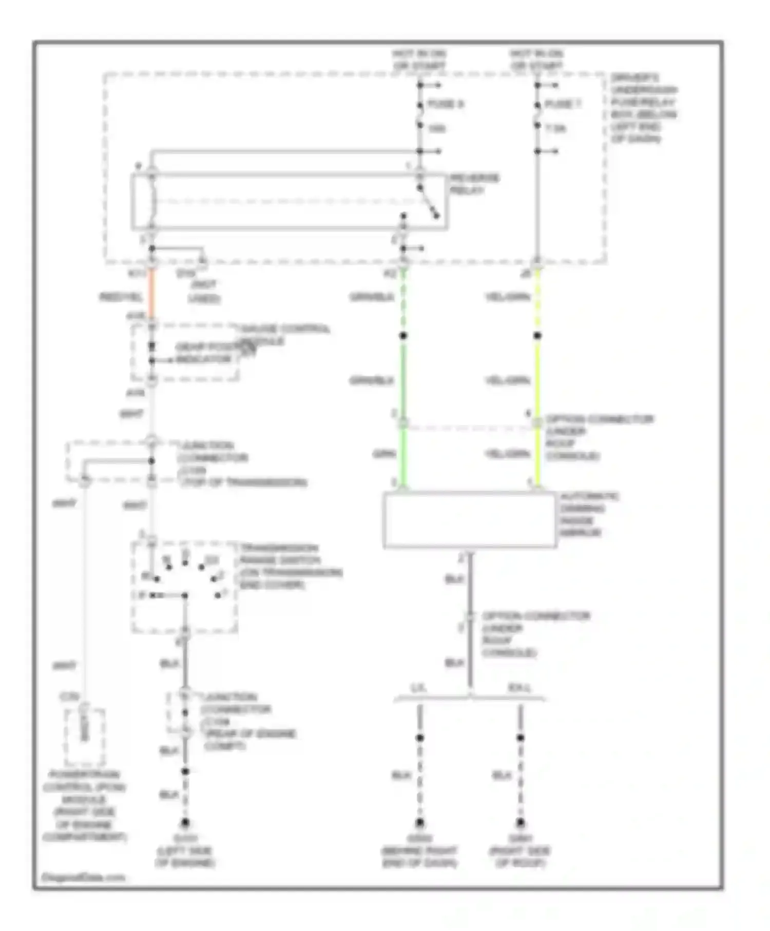 Wiring diagram automatic dimming inside mirror for Honda Pilot I (2004-2009)