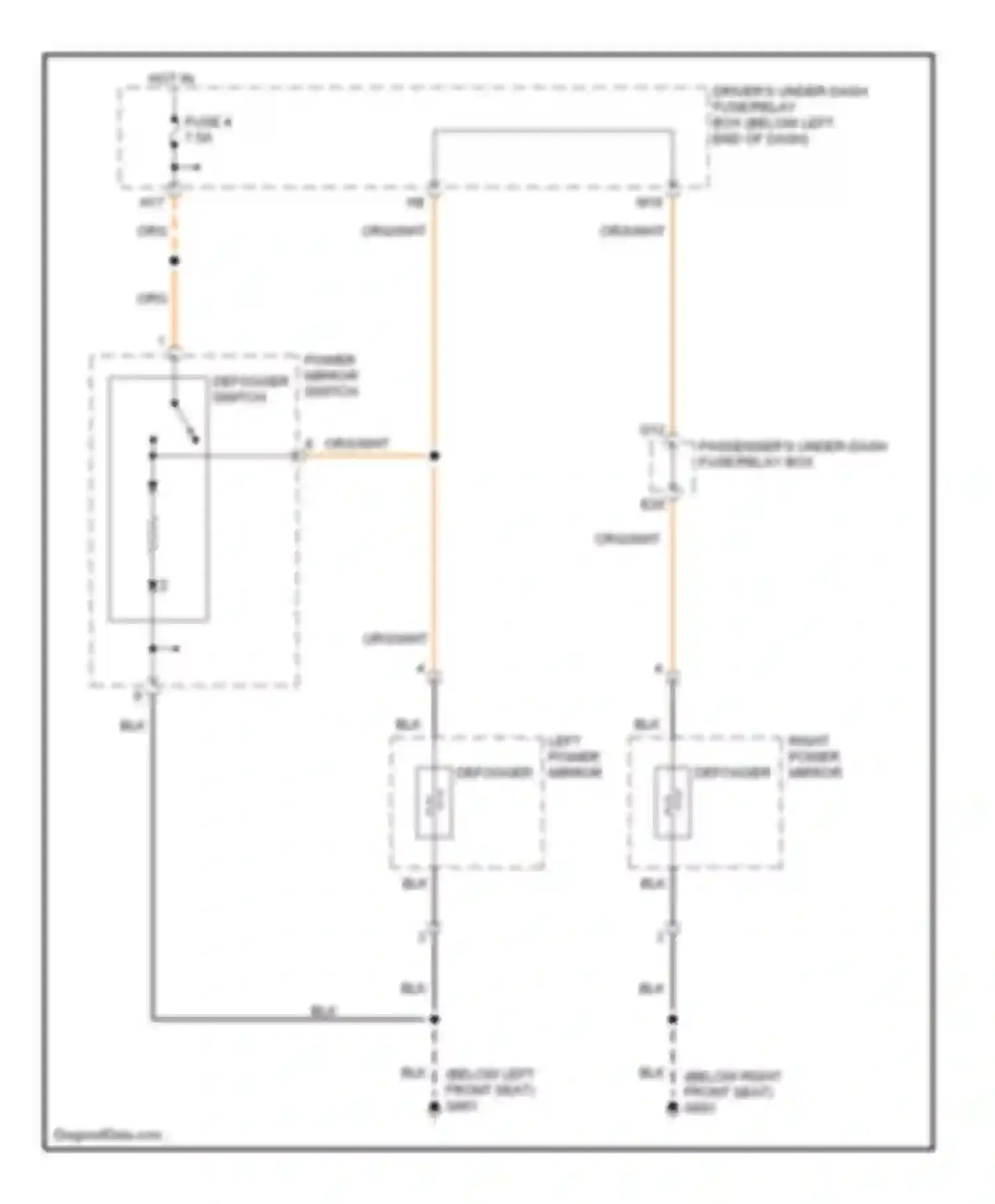Wiring diagram passenger's under-dash fuse/relay box for Honda Pilot I (2004-2009)