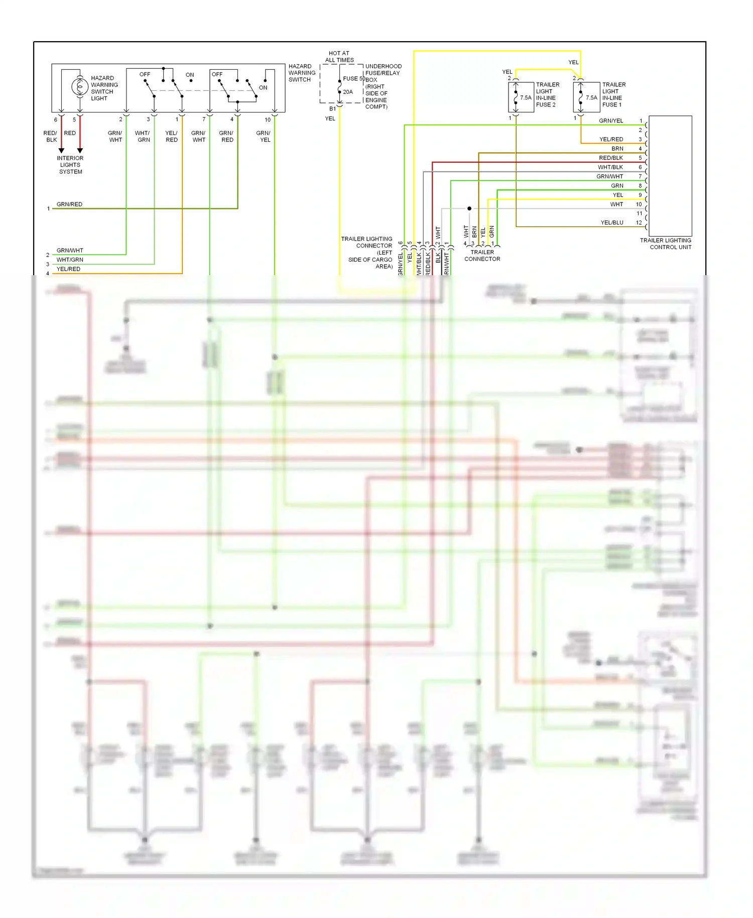 Wiring diagram left front turn signal light for Honda Pilot I (2004-2009) (1 of 2)