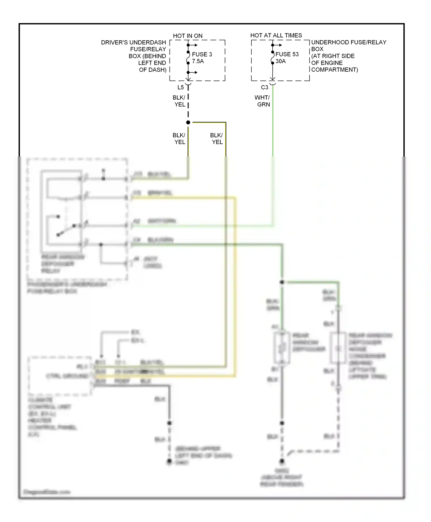 Wiring diagram passenger's underdash fuse/relay box for Honda Pilot I (2004-2009) (2 of 3)