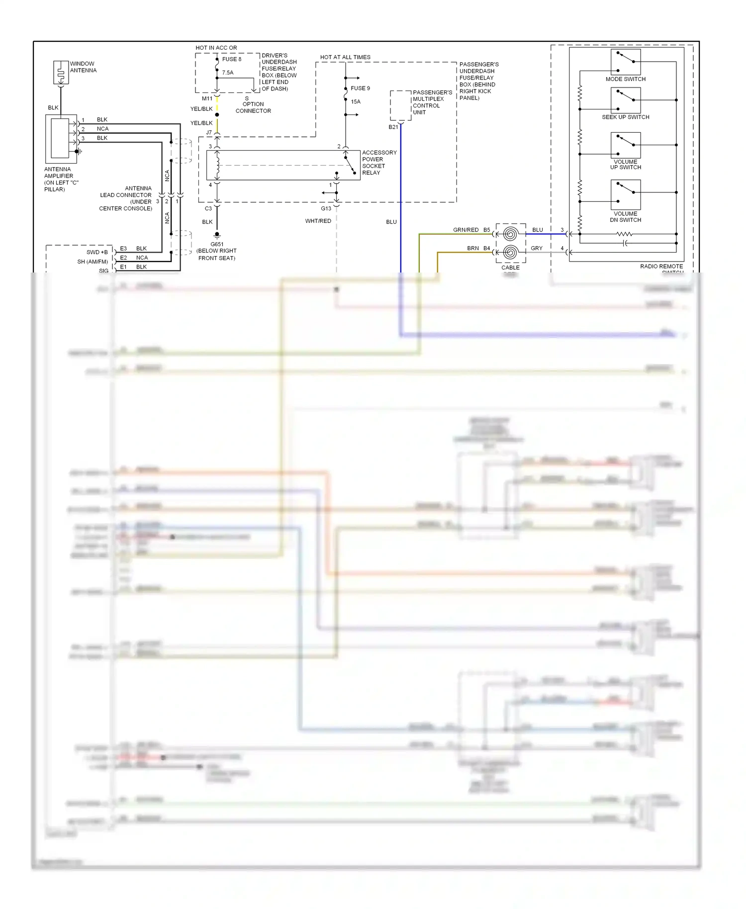 Wiring diagram radio remote switch for Honda Pilot I (2004-2009) (5 of 5)