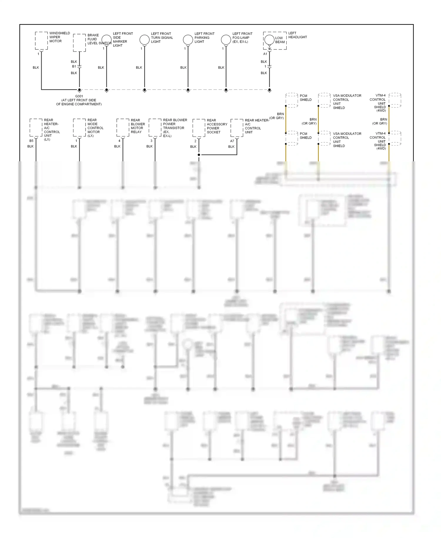 Wiring diagram rear accessory power socket for Honda Pilot I (2004-2009) (1 of 2)