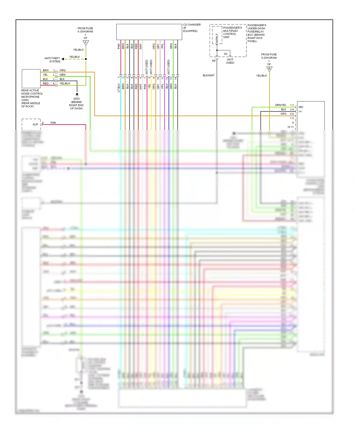Wiring diagram rear active noise control microphone for Honda Pilot I (2004-2009) (7 of 7)