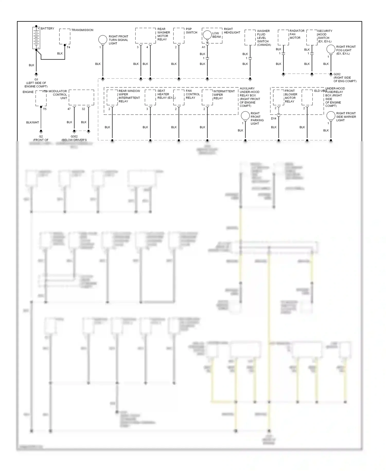 Wiring diagram rear a/f sensor shield and rear secondary for Honda Pilot I (2004-2009) (1 of 1)
