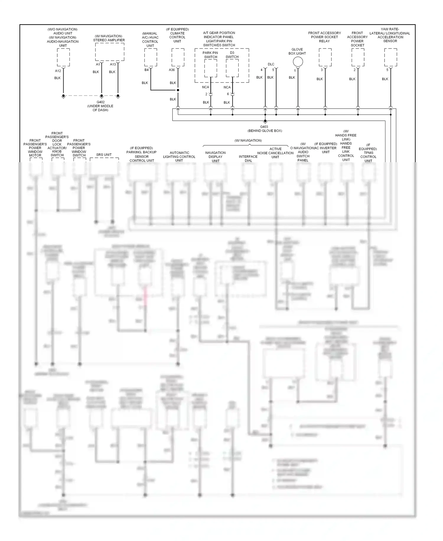 Wiring diagram active noise cancellation unit for Honda Pilot II facelift (2011-2015) (2 of 4)