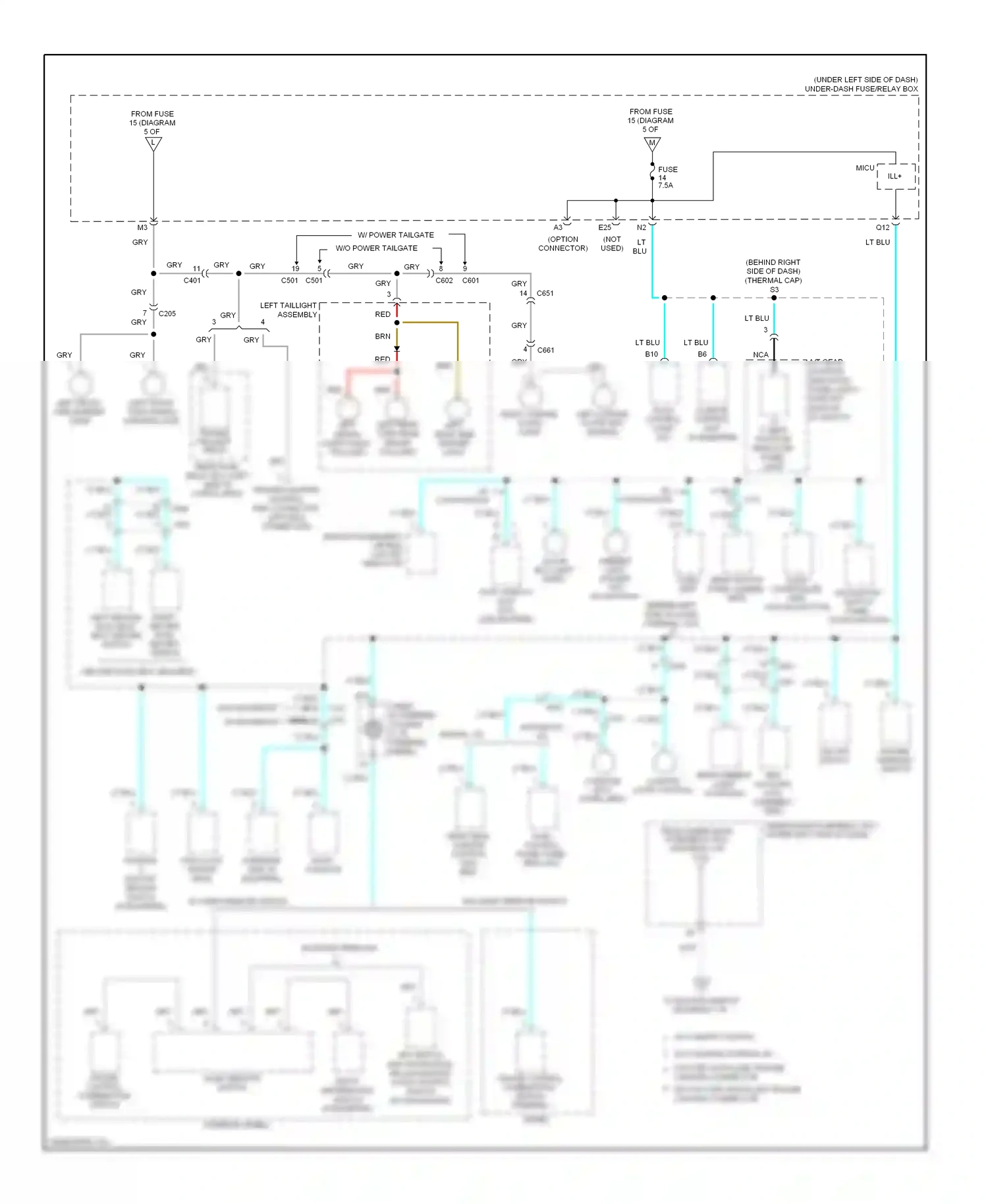 Wiring diagram cruise control combination switch steering wheel for Honda Pilot II facelift (2011-2015) (2 of 2)