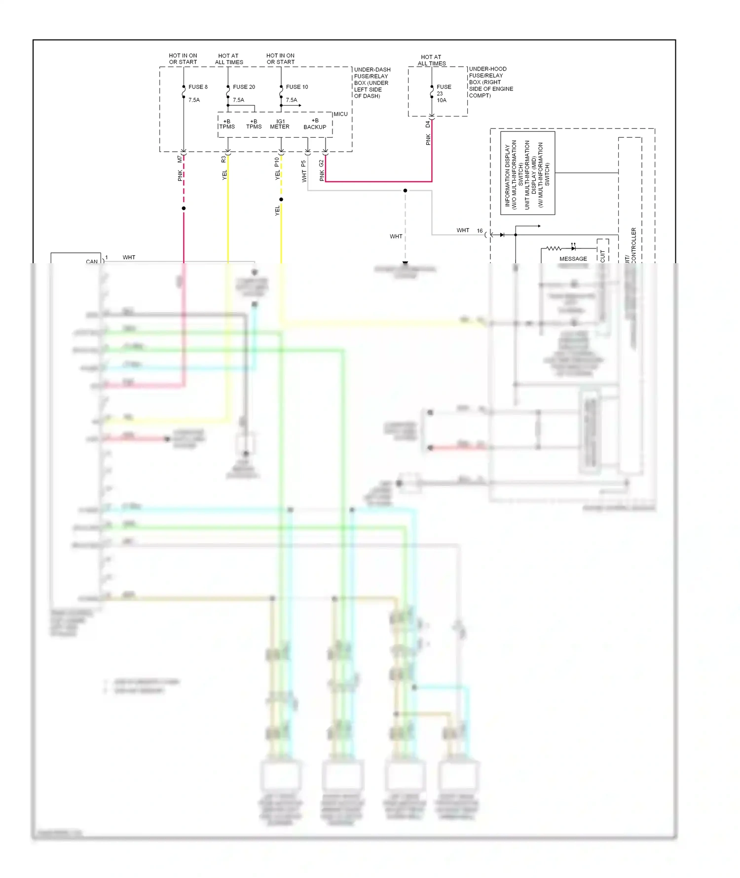 Honda Pilot II facelift (2011-2015) display (mid) unit multi-information switch) wiring diagram  (1 of 1)
