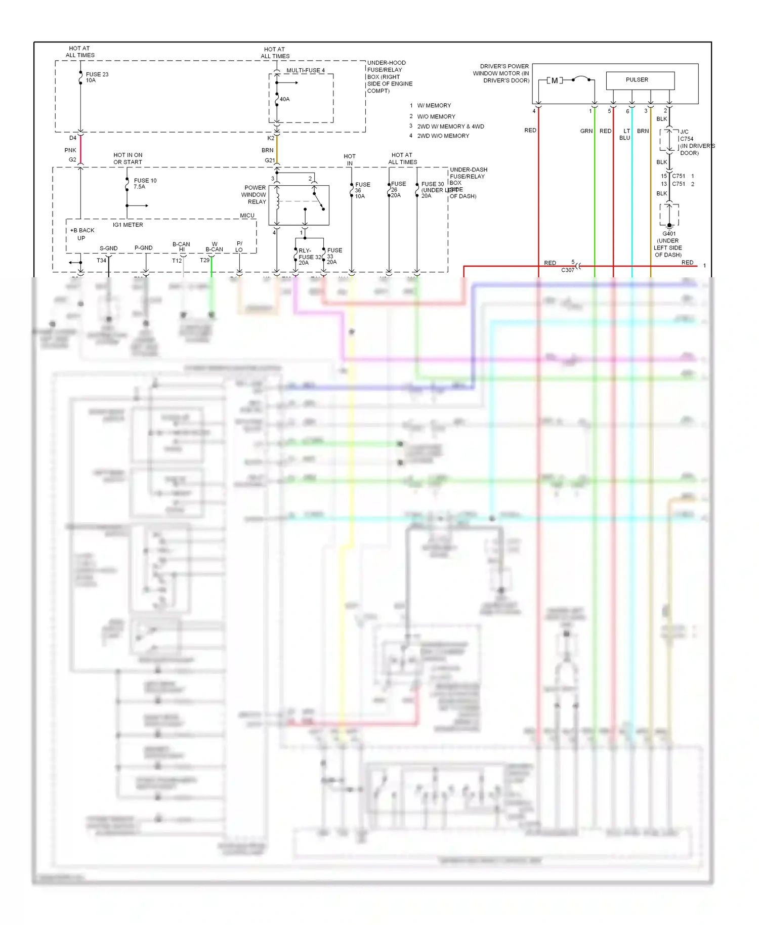 Wiring diagram driver's switch for Honda Pilot II facelift (2011-2015) (1 of 1)