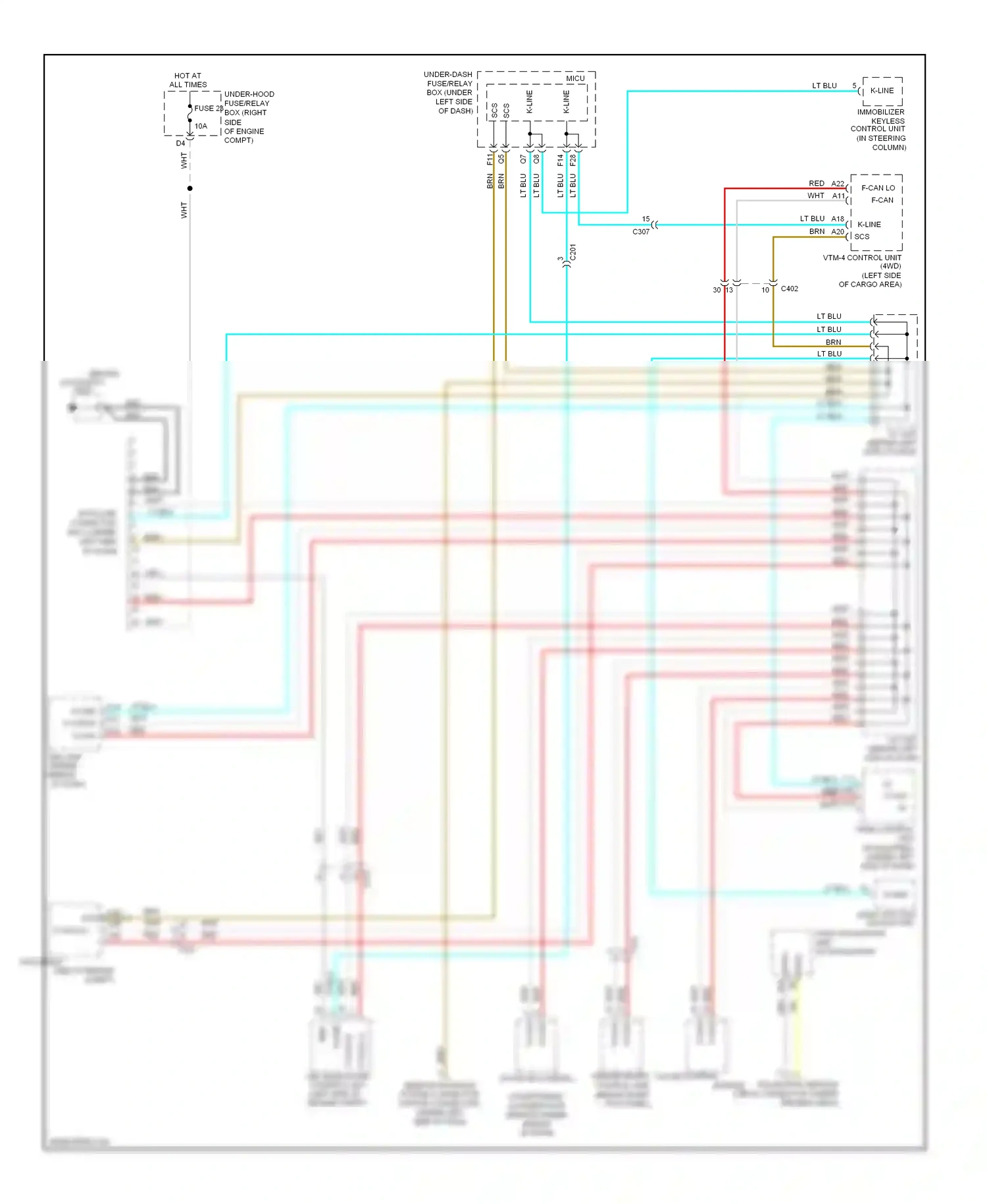 Honda Pilot II facelift (2011-2015) engine mount control unit (behind right kick panel) wiring diagram  (1 of 1)