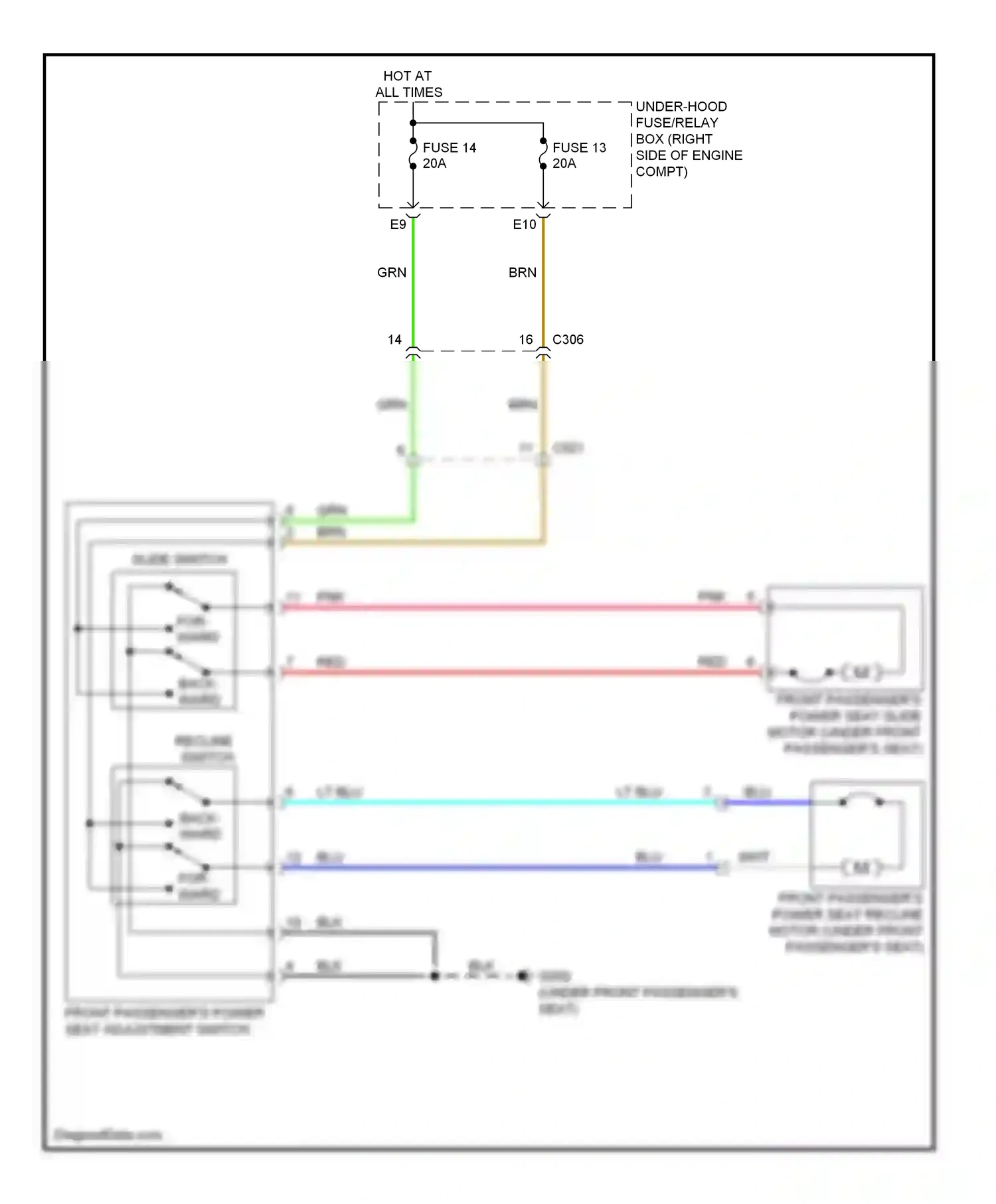 Wiring diagram fuse 14 for Honda Pilot II facelift (2011-2015) (3 of 4)